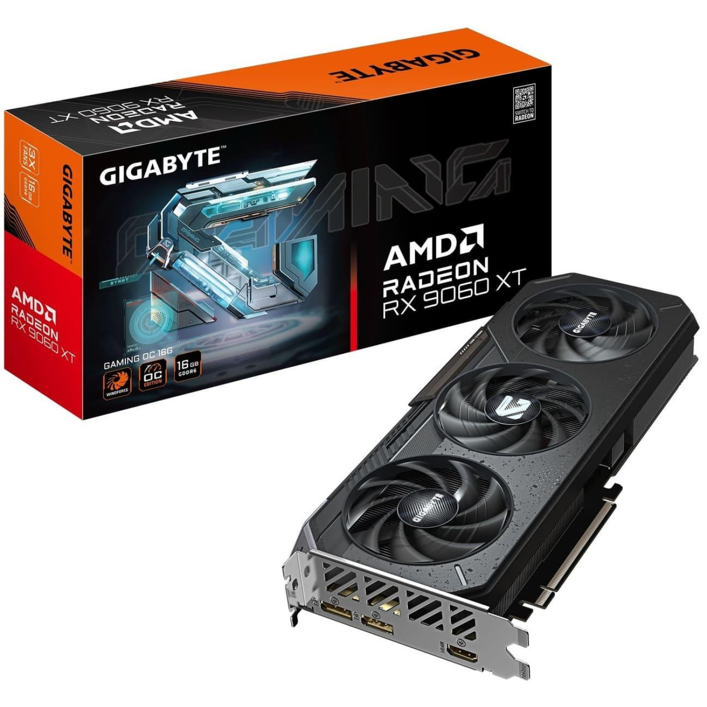 Видеокарта Gigabyte AMD Radeon RX 9060 XT 16G GAMING OC (GV-R9060XTGAMING OC-16GD) (GDDR6, 128 bit, PCI-E v5.0 x16)