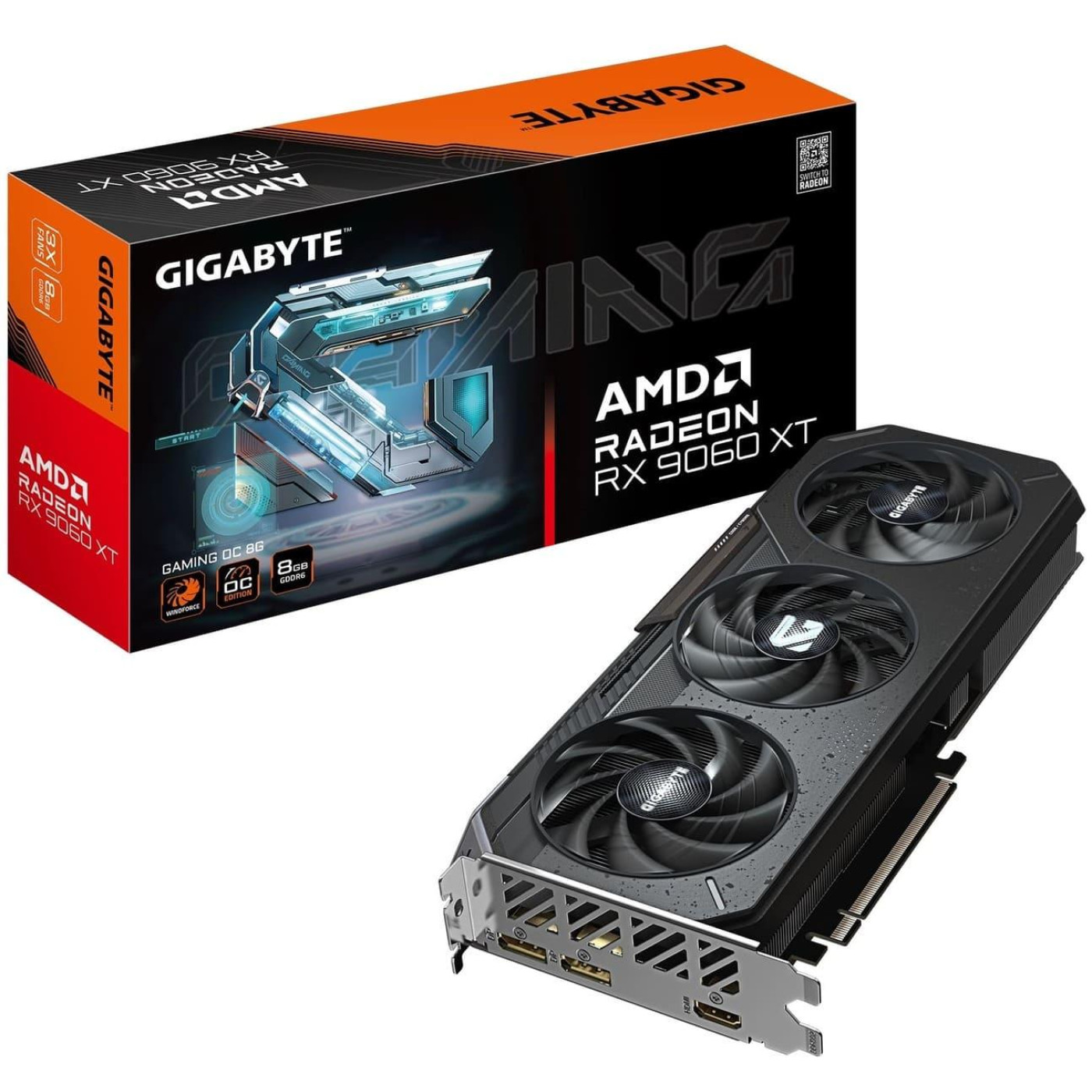 Видеокарта Gigabyte AMD Radeon RX 9060 XT 8G GAMING OC (GV-R9060XTGAMING OC-8GD) (GDDR6, 128 bit, PCI-E v5.0 x16)