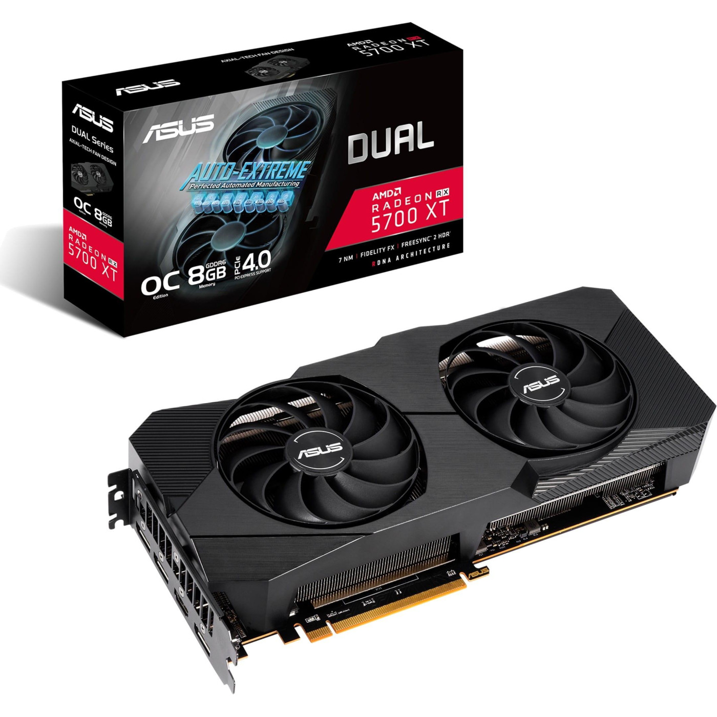 Видеокарта ASUS AMD Radeon RX 5700 XT 8Gb Dual Evo OC (DUAL-RX5700XT-O8G-EVO) (GDDR6, 256 bit, PCI-E v4.0 x16)