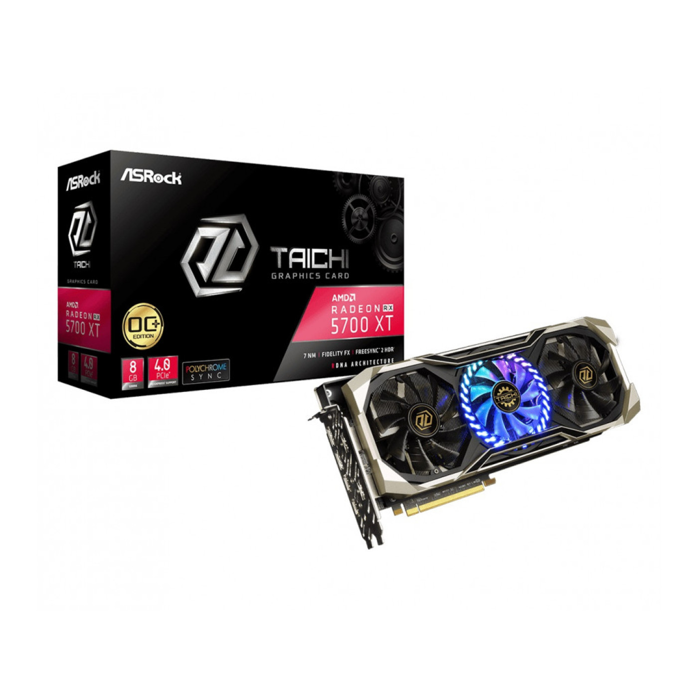 Видеокарта AsRock AMD Radeon RX 5700 XT Taichi X 8G OC+ (RX5700XT TCX 8GP) (GDDR6, 256 bit, PCI-E v4.0 x16) Б/у