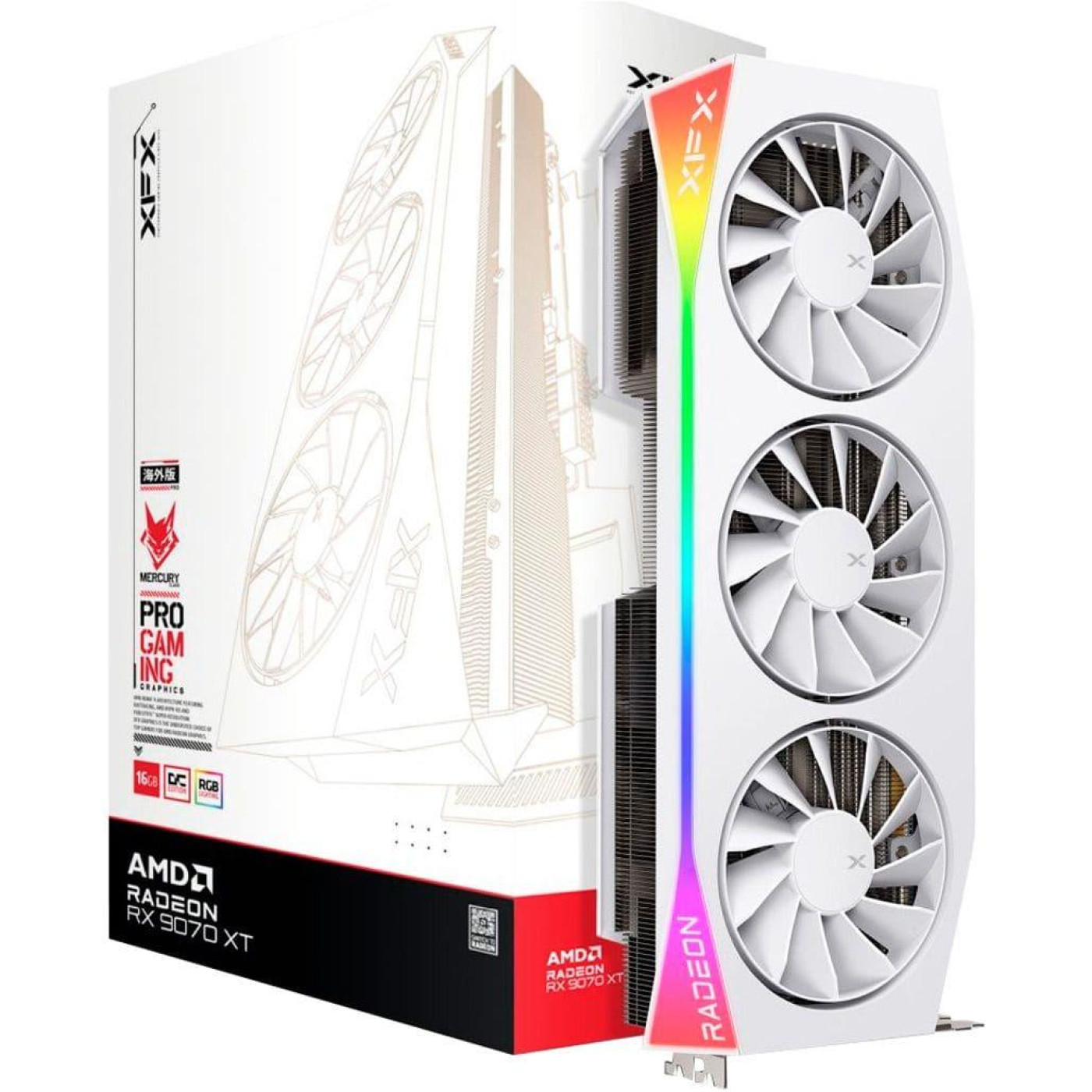 Відеокарта XFX AMD Radeon RX 9070 XT 16GB Mercury OC Gaming Edition WHITE with RGB (RX-97TRGBBW9) (GDDR6, 256 bit, PCI-E v5.0 x16)