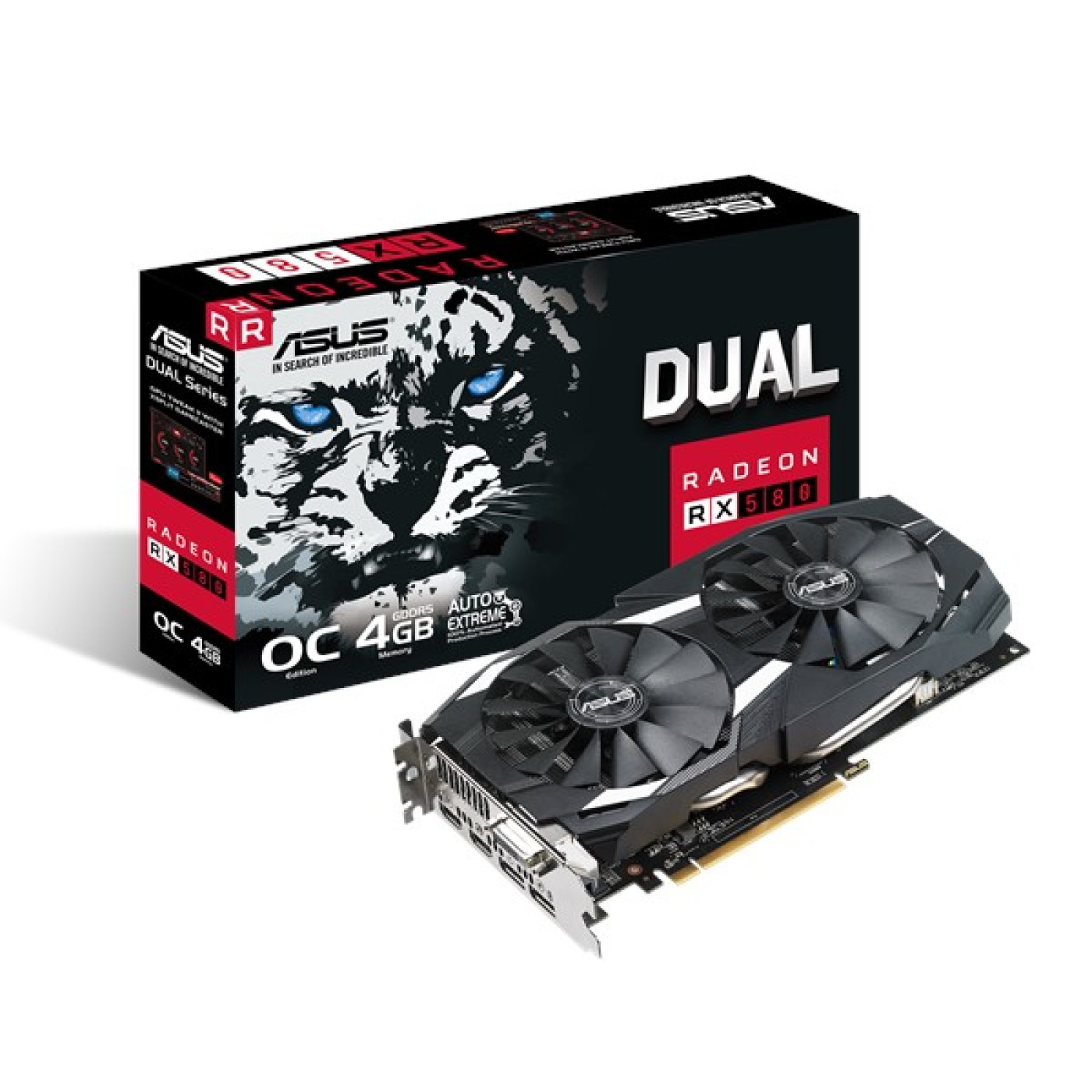 Видеокарта ASUS AMD Radeon RX 580 4Gb Dual OC (DUAL-RX580-O4G) (GDDR5, 256 bit, PCI-E 3.0 x16)