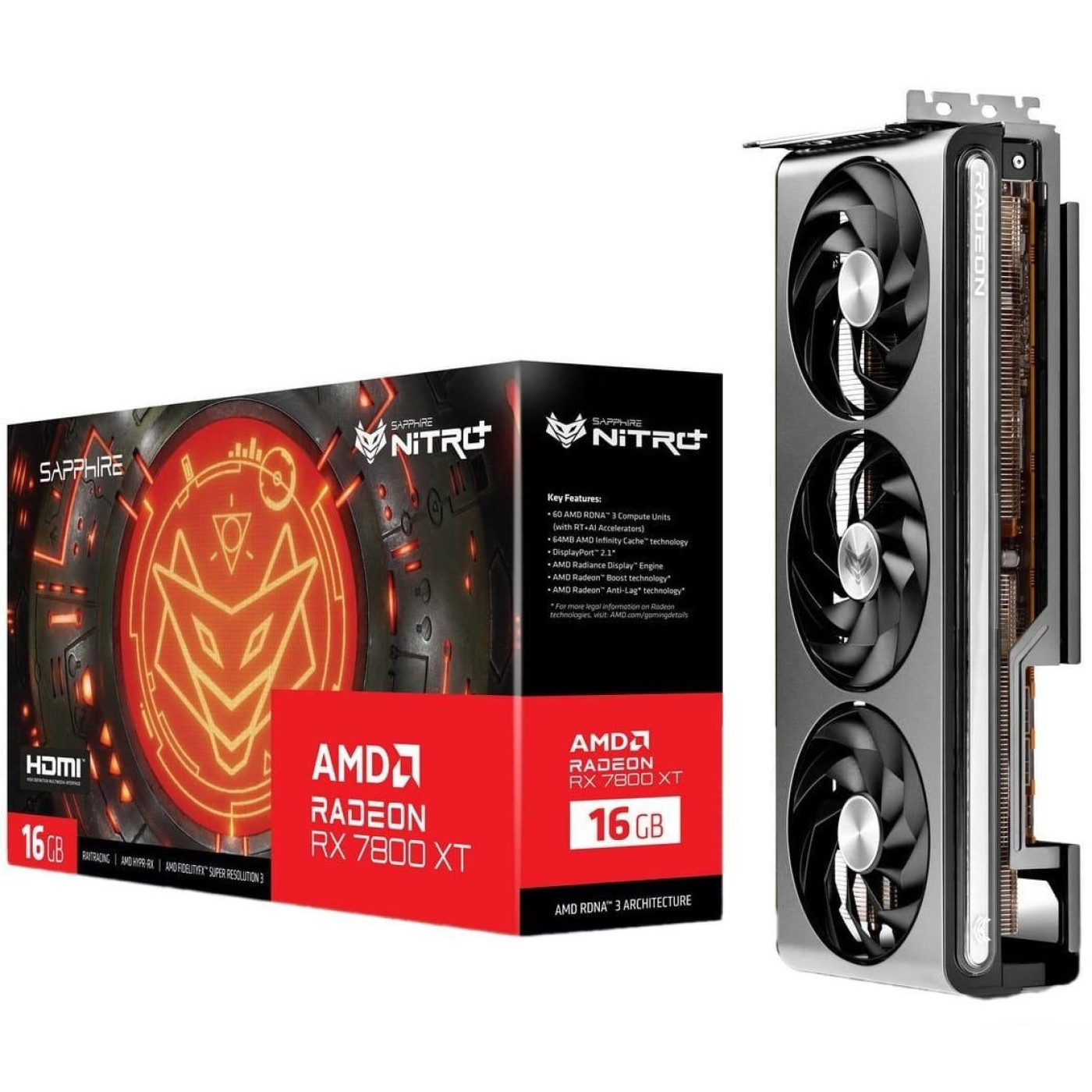 Видеокарта Sapphire AMD Radeon RX 7800 XT 16Gb NITRO+ GAMING OC (11330-01-20G) (11330-99-90G) (GDDR6, 256 bit, PCI-E v4.0 x16) FR