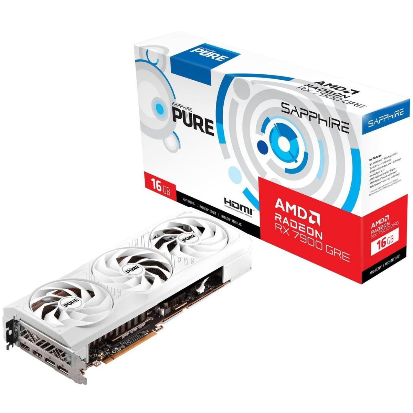 Відеокарта Sapphire AMD Radeon RX 7900 GRE 16GB PURE GAMING OC (11325-03-20G) (11325-97-90G) (GDDR6, 256 bit, PCI-E v4.0 x16) FR
