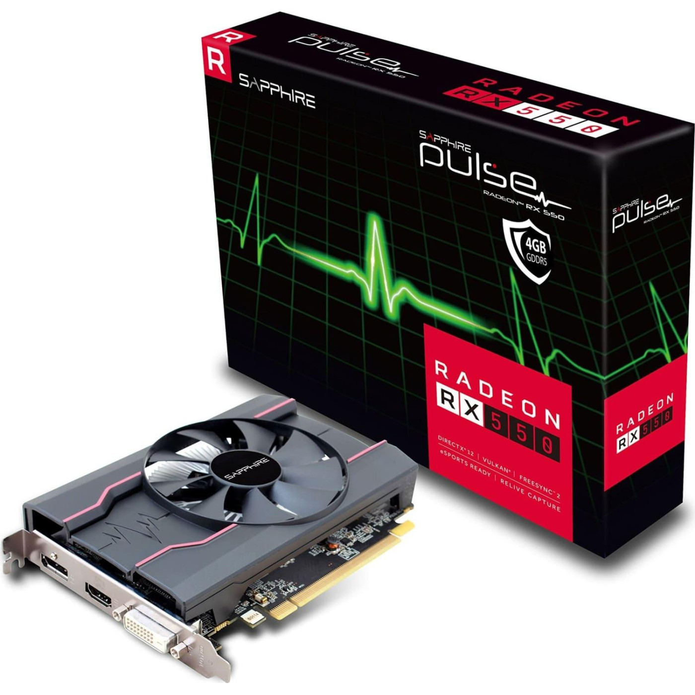 Відеокарта Sapphire AMD Radeon RX 550 4Gb Pulse (11268-99-90G/11268-01-20G) (11268-99-90G) (GDDR5, 128 bit, PCI-E 3.0 x16) FR