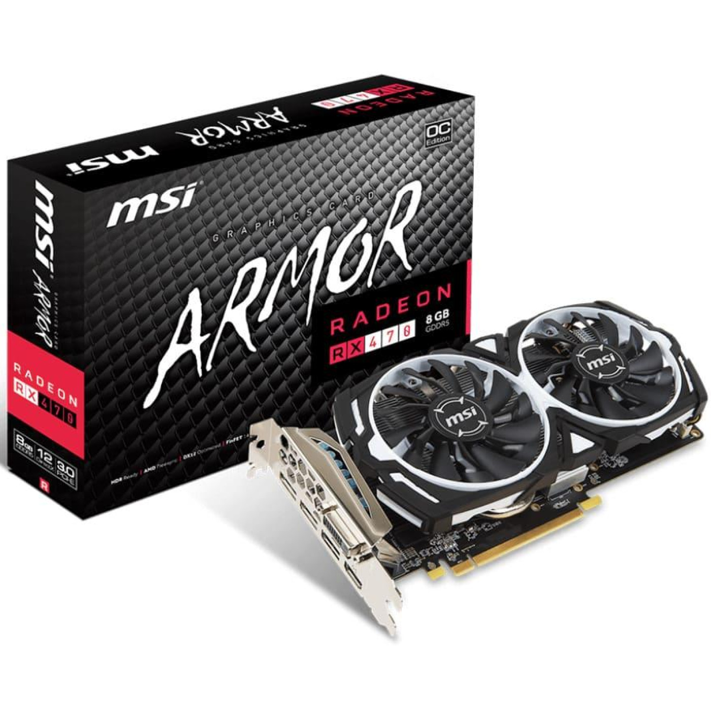Видеокарта MSI AMD Radeon RX 470 8Gb Armor (RX 470 ARMOR 8G OC) (GDDR5, 256 bit, PCI-E 3.0 x16) Б/у