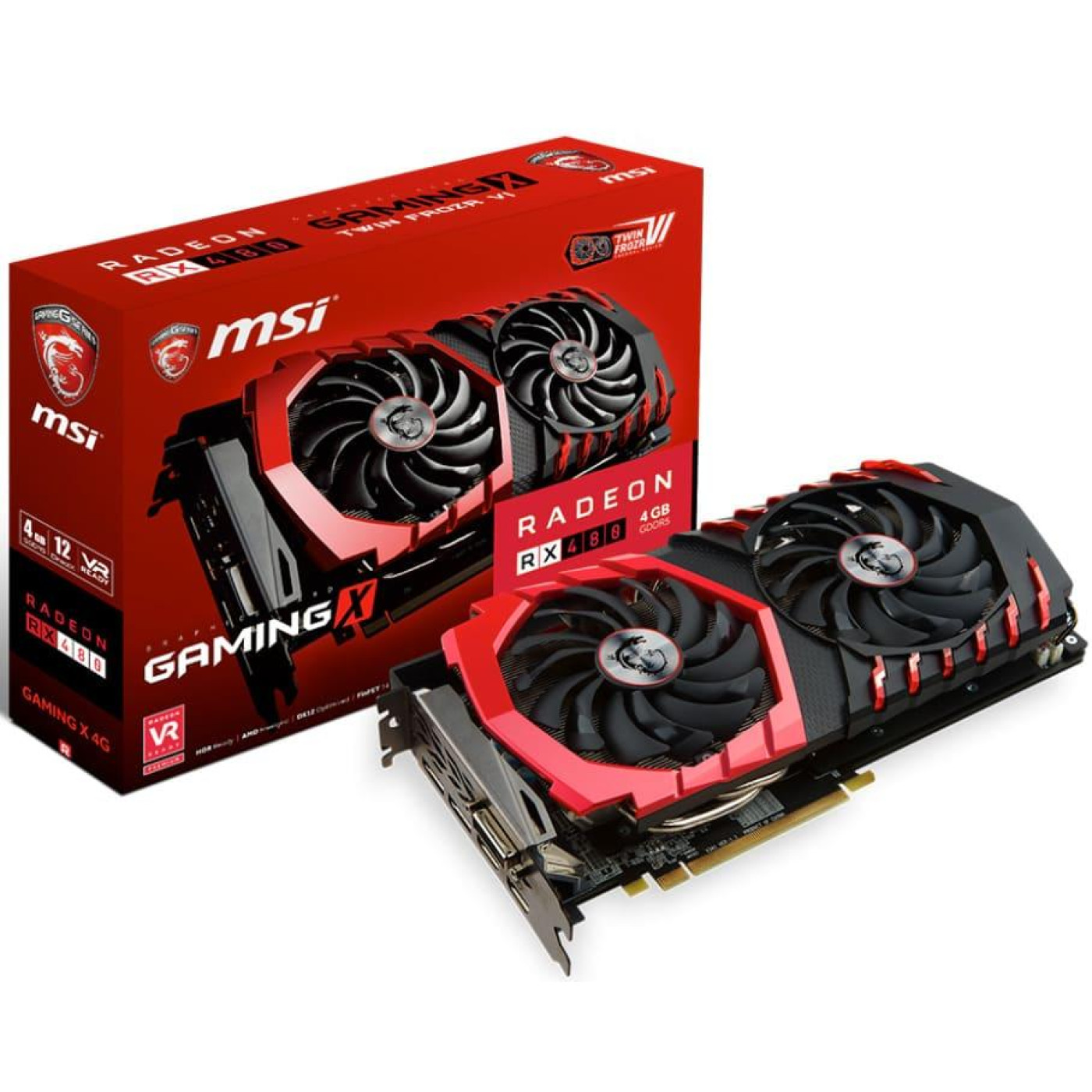 Видеокарта MSI AMD Radeon RX 480 4Gb Gaming X (RX 480 GAMING X 4G) (GDDR5, 256 bit, PCI-E 3.0 x16) Б/у