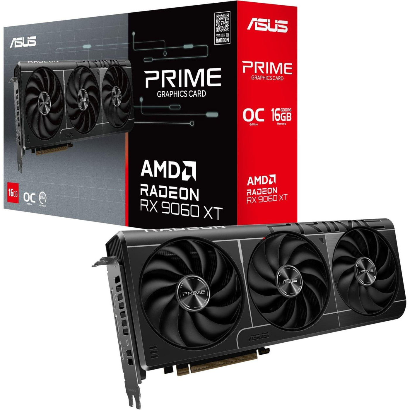 Відеокарта ASUS AMD Radeon RX 9060 XT 16GB PRIME OC (PRIME-RX9060XT-O16G) (GDDR6, 128 bit, PCI-E v5.0 x16)