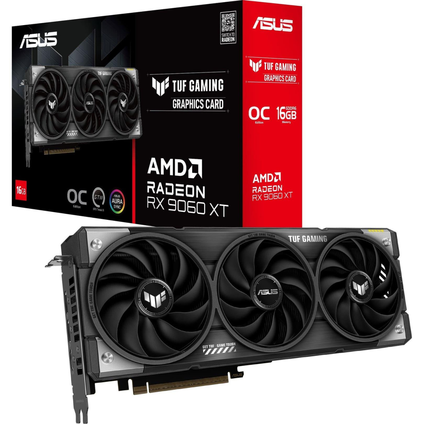 Відеокарта ASUS AMD Radeon RX 9060 XT 16GB TUF OC (TUF-RX9060XT-O16G-GAMING) (GDDR6, 128 bit, PCI-E v5.0 x16)