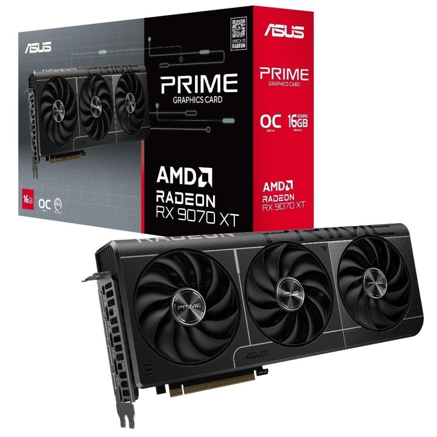 Відеокарта ASUS AMD Radeon RX 9070 XT 16GB Prime OC (PRIME-RX9070XT-O16G) (GDDR6, 256 bit, PCI-E v5.0 x16)