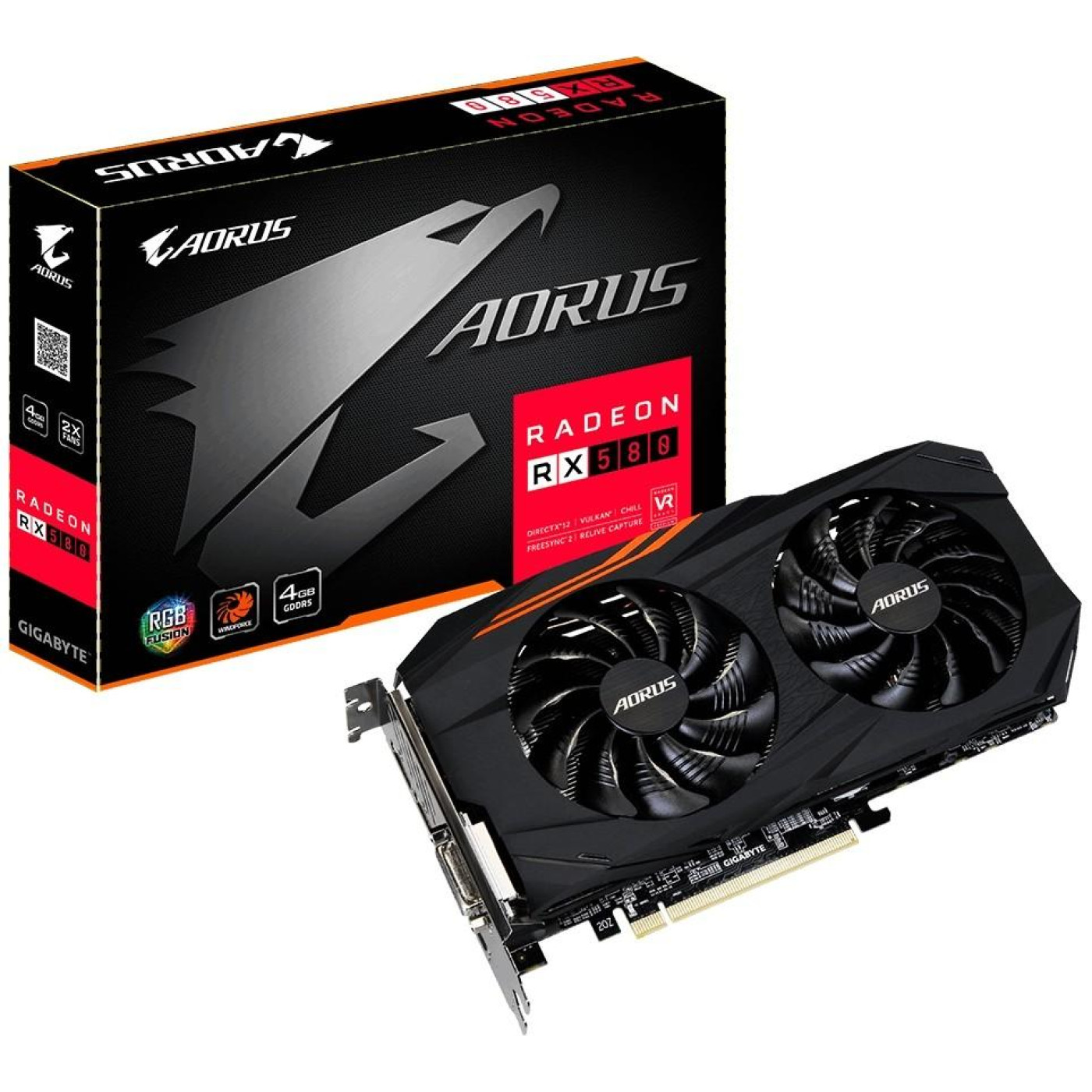 Відеокарта Gigabyte AMD Radeon RX 580 4Gb Aorus (GV-RX580AORUS-4GD) (GDDR5, 256 bit, PCI-E 3.0 x16) Б/в