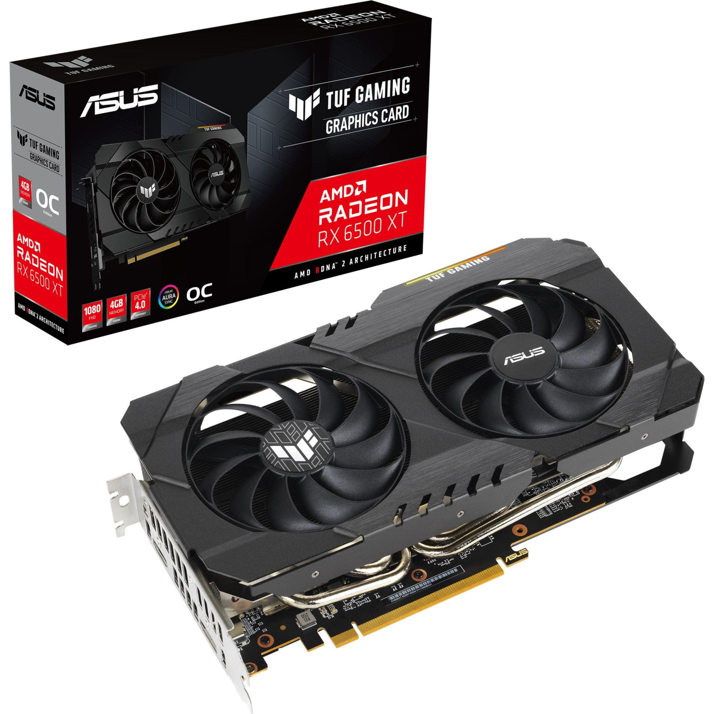 Відеокарта ASUS AMD Radeon RX 6500 XT 4GB TUF OC (TUF-RX6500XT-O4G-GAMING) (GDDR6, 64 bit, PCI-E v4.0) Б/в