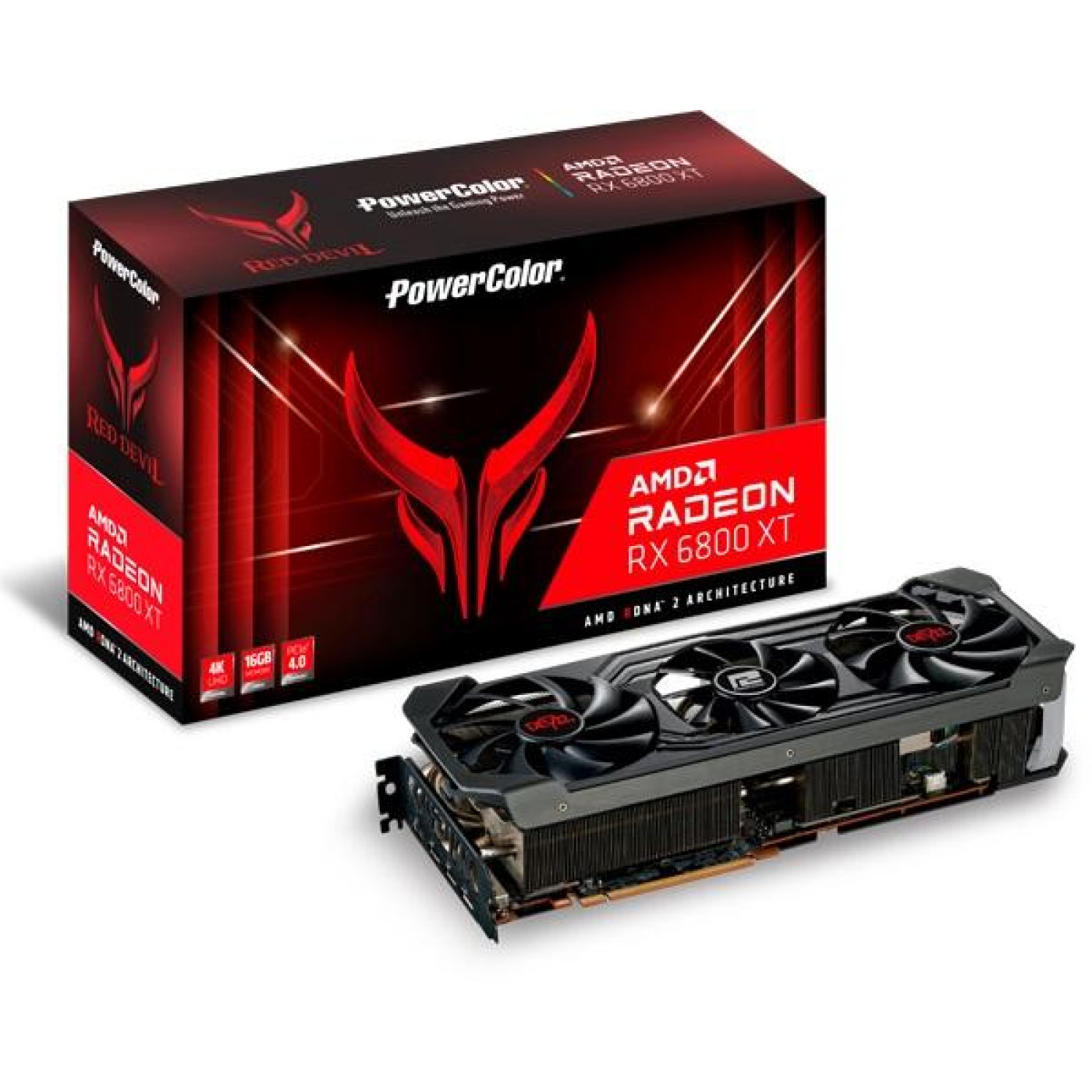 Видеокарта PowerColor AMD Radeon RX 6800 XT 16Gb Red Devil (AXRX 6800XT 16GBD6-3DHE/OC) (GDDR6, 256 bit, PCI-E v4.0) Б/у