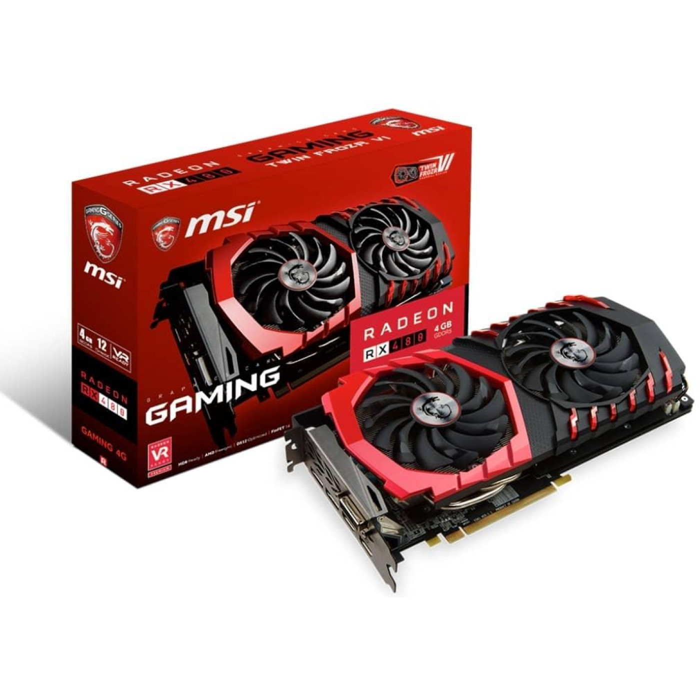 Відеокарта MSI AMD Radeon RX 480 4Gb Gaming (RX 480 GAMING 4G) (GDDR5, 256 bit, PCI-E 3.0 x16) Б/в