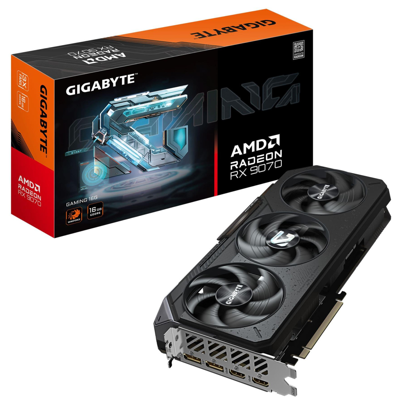 Відеокарта GIGABYTE AMD Radeon RX 9070 16GB GAMING (GV-R9070GAMING-16GD) (GDDR6, 256 bit, PCI-E v5.0 x16)