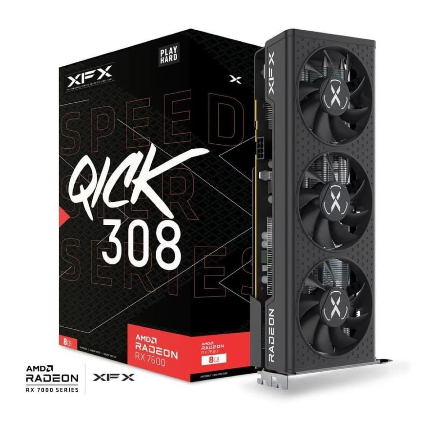 Видеокарта XFX AMD Radeon RX 7600 8Gb SPEEDSTER QICK308 BLACK (RX-76PQICKBY) (GDDR6, 128 bit, PCI-E v4.0 x8) Б/у