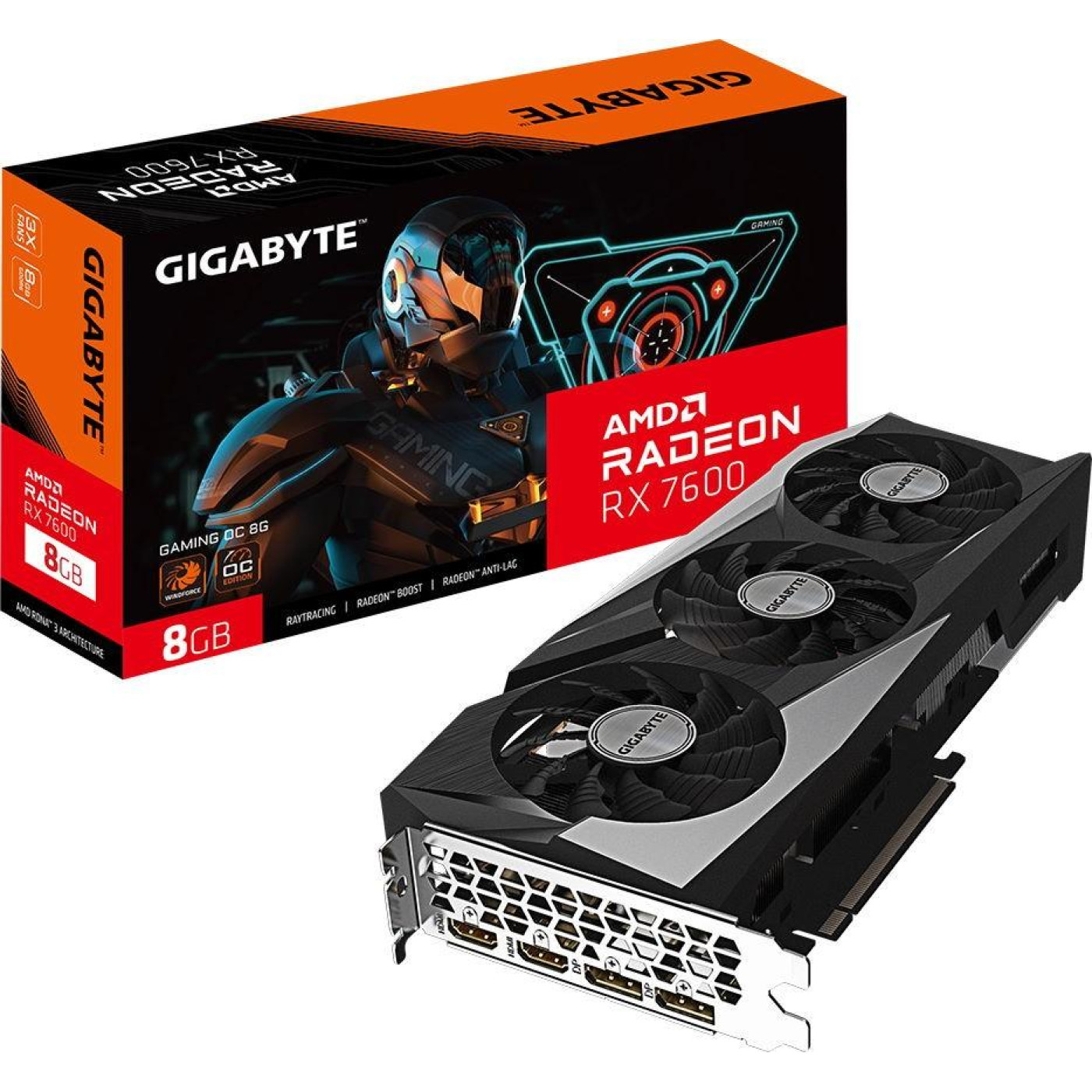 Відеокарта Gigabyte AMD Radeon RX 7600 8GB Gaming OC (GV-R76GAMING OC-8GD) (GDDR6, 128 bit, PCI-E v4.0 x8)