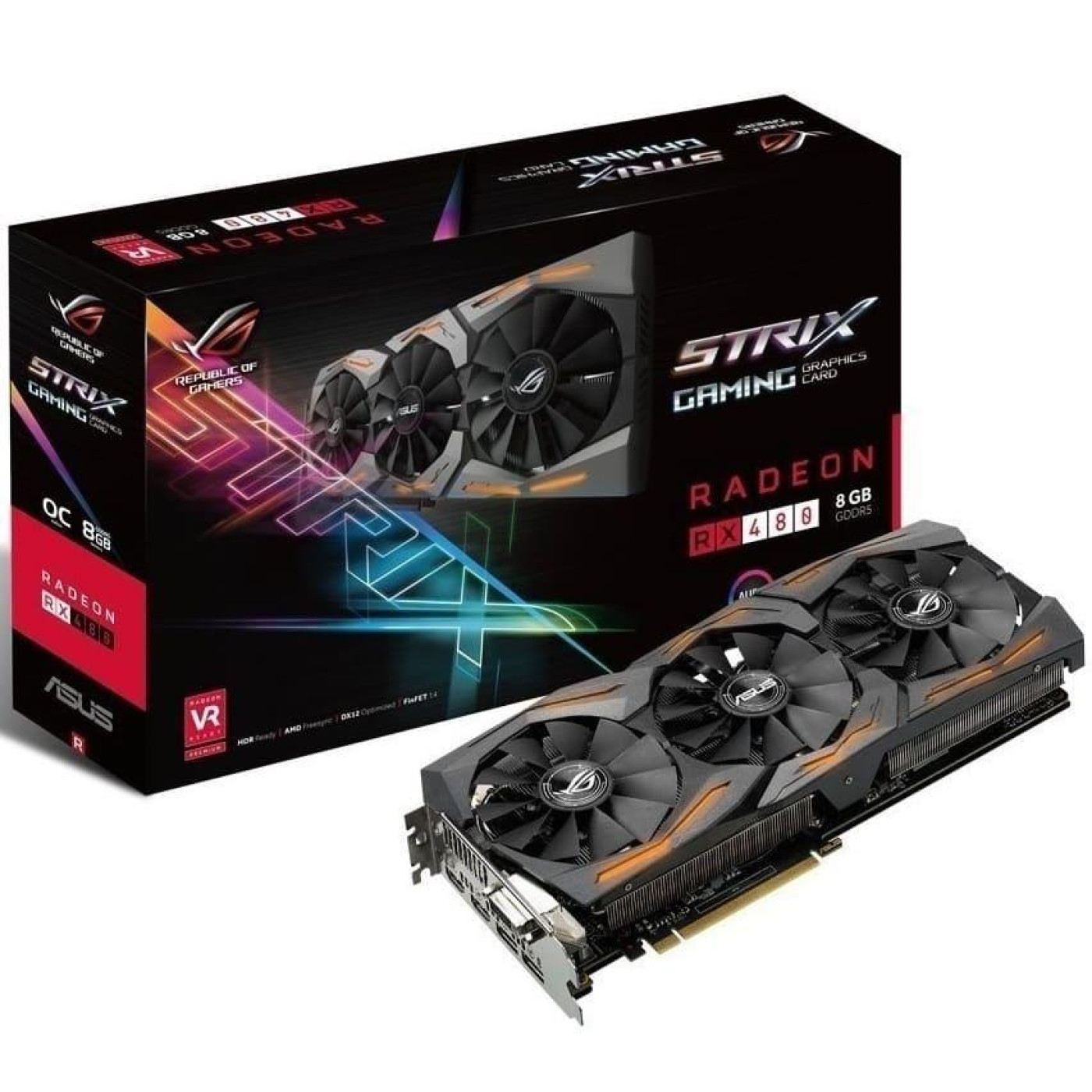 Відеокарта ASUS AMD Radeon RX 480 8Gb ROG Strix OC (ROG-STRIX-RX480-O8G-GAMING) (GDDR5, 256 bit, PCI-E 3.0 x16) Б/в