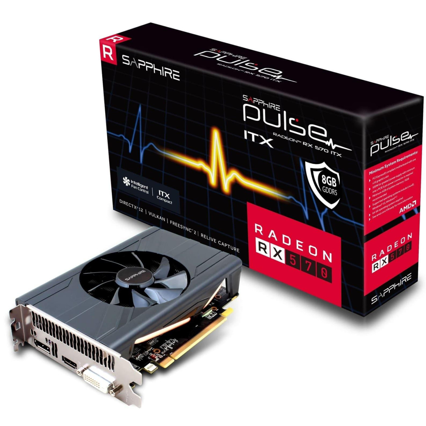 Видеокарта Sapphire AMD Radeon RX 570 8G ITX Pulse (11266-94-90G) (GDDR5, 256 bit, PCI-E 3.0 x16) FR