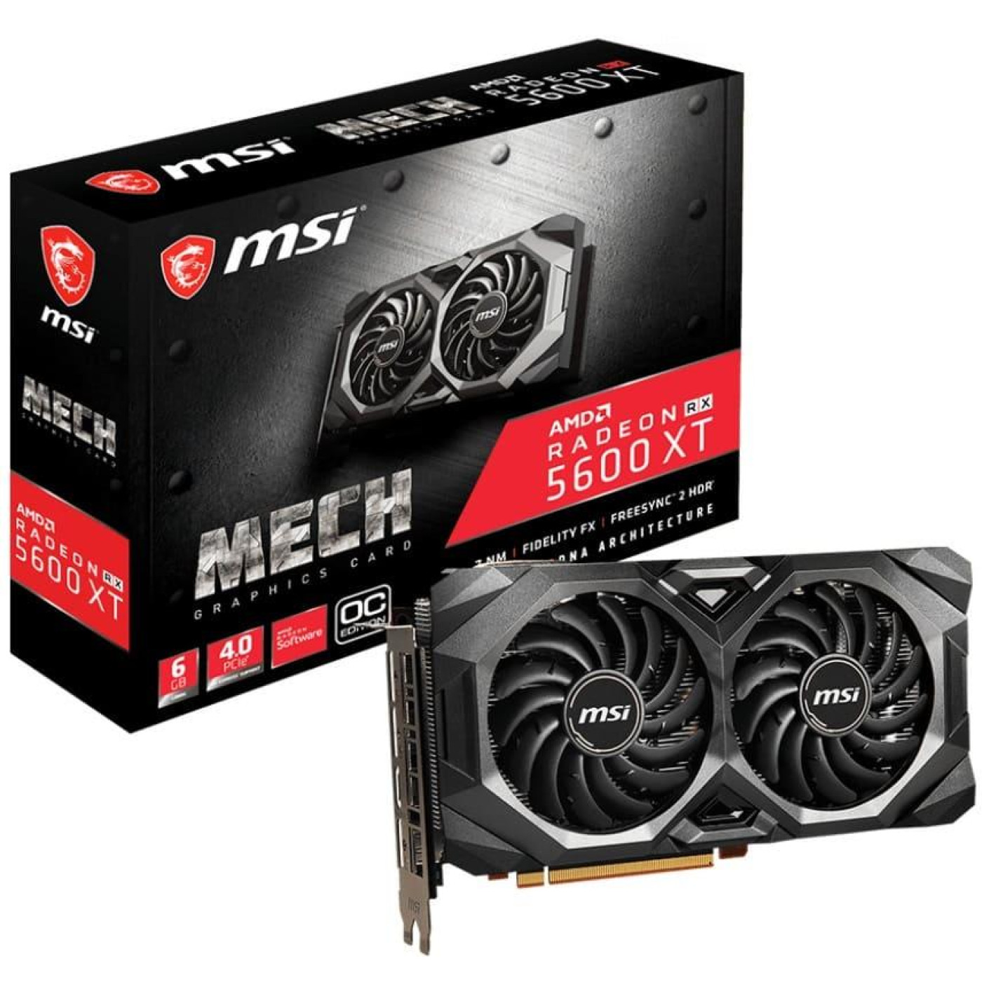 Видеокарта MSI AMD Radeon RX 5600 XT 6Gb Mech OC (Radeon RX 5600 XT Mech OC) (GDDR6, 192 bit, PCI-E 4.0 x16) FR