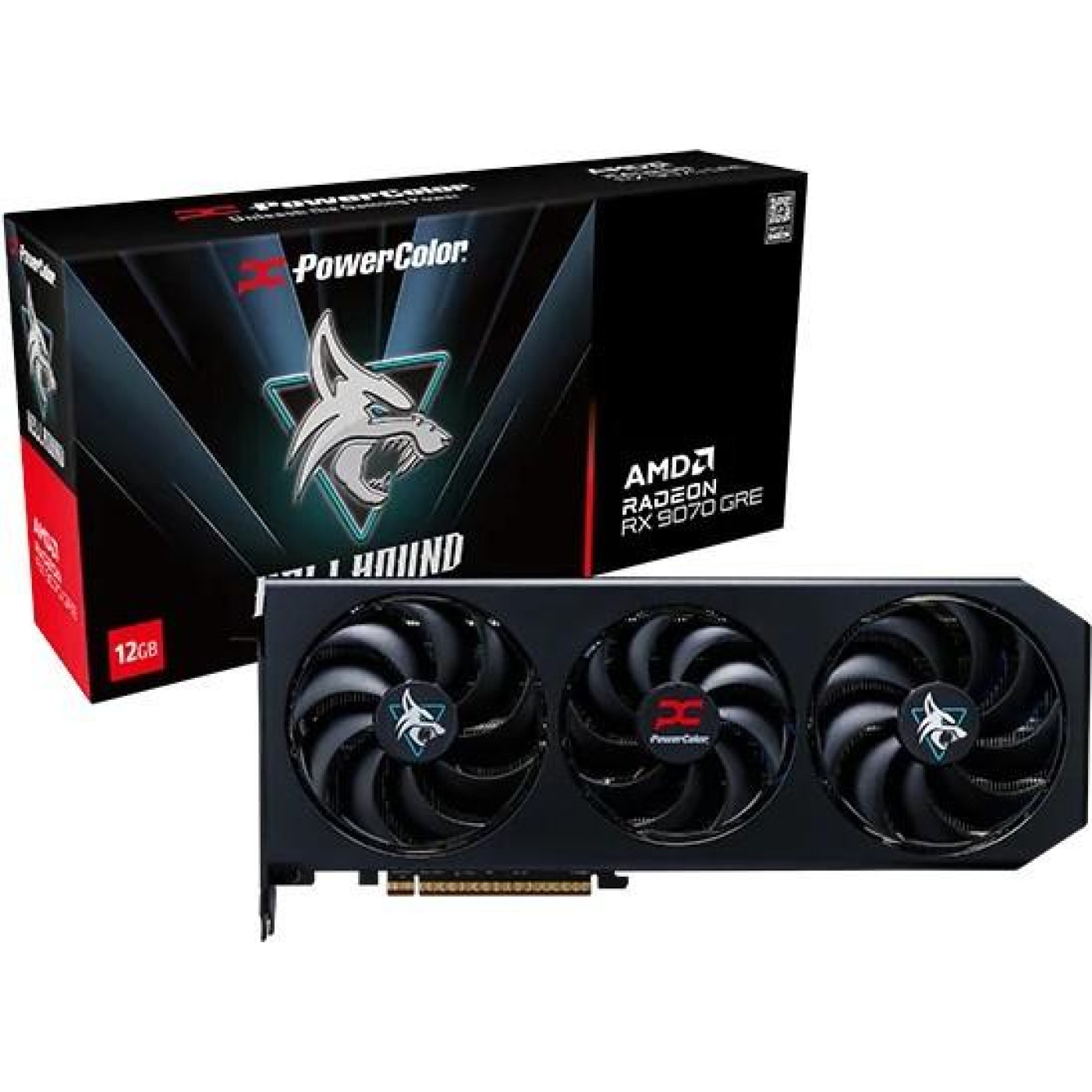 Видеокарта PowerColor AMD Radeon RX 9070 12GB GRE Hellhound (RX9070GRE 12G-L/OC) (GDDR6, 192 bit, PCI-E v5.0 x16)