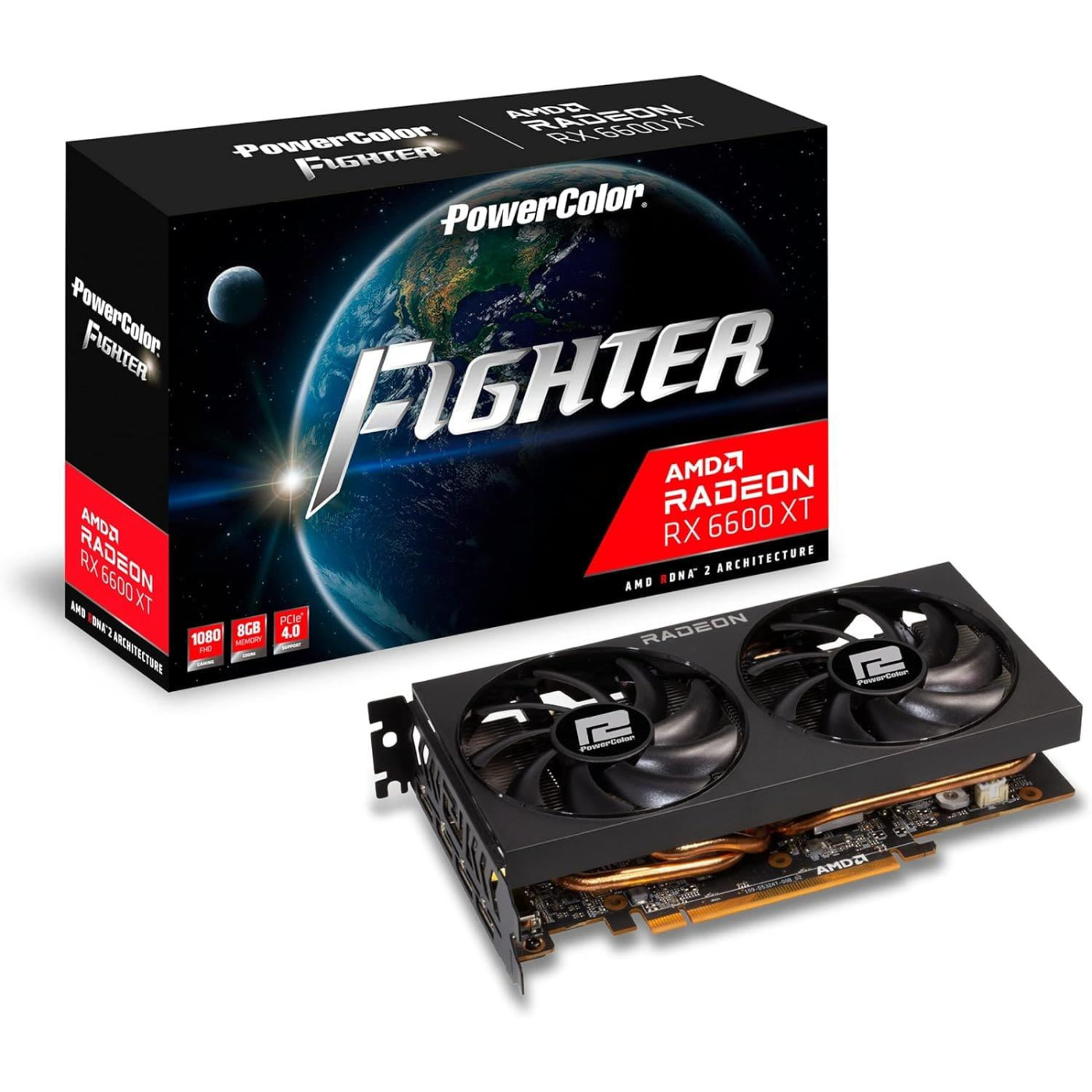Відеокарта PowerColor AMD Radeon RX 6600 XT 8Gb Fighter (AXRX 6600XT 8GBD6-3DH) (GDDR6, 128 bit, PCI-E v4.0 x16)