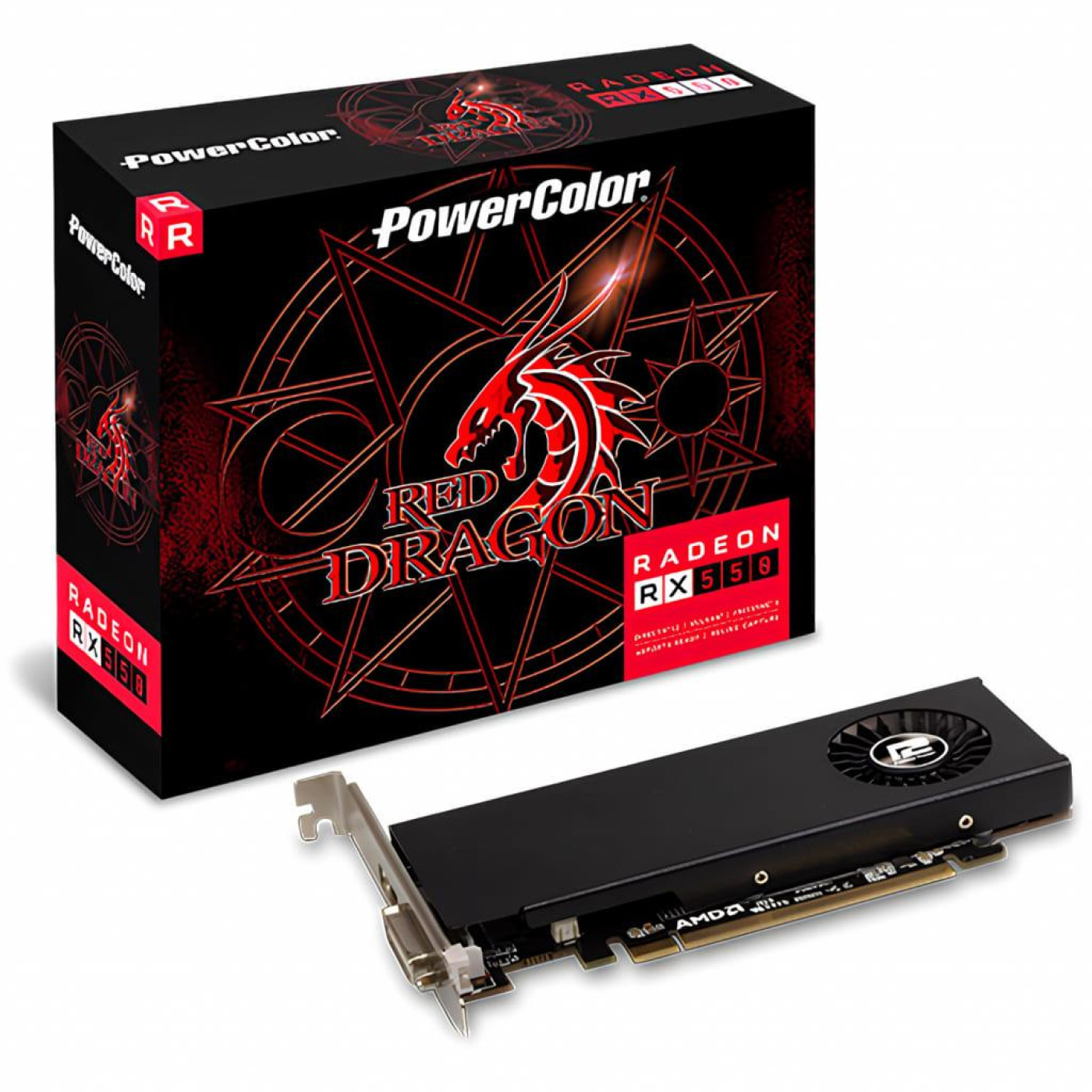 Відеокарта PowerColor AMD Radeon RX 550 4GB Red Dragon LP (AXRX 550 4GBD5-HLE) (GDDR5, 128 bit, PCI-E 3.0 x16) Б/в