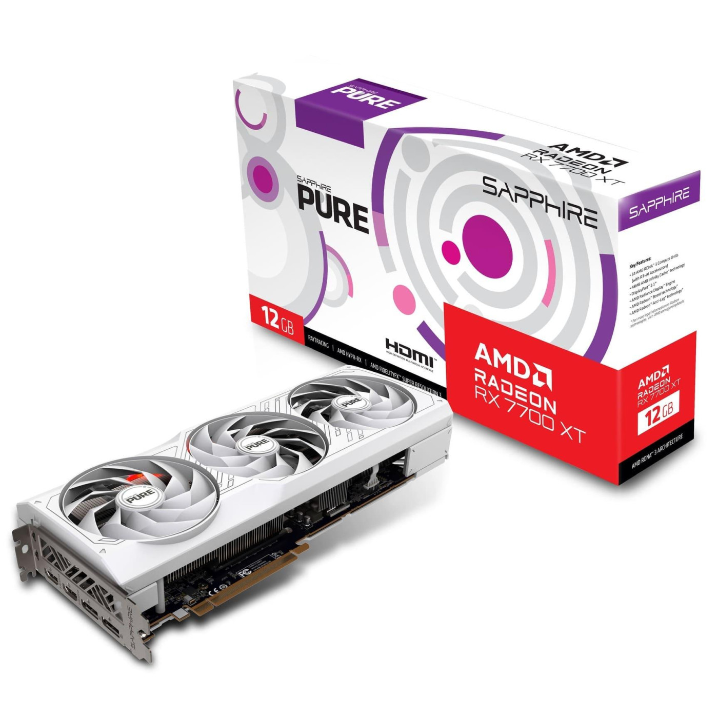 Відеокарта Sapphire AMD Radeon RX 7700 XT PURE GAMING OC 12GB (11335-97-90G) (11335-03-20G) (GDDR6, 192 bit, PCI-E v4.0 x16) FR