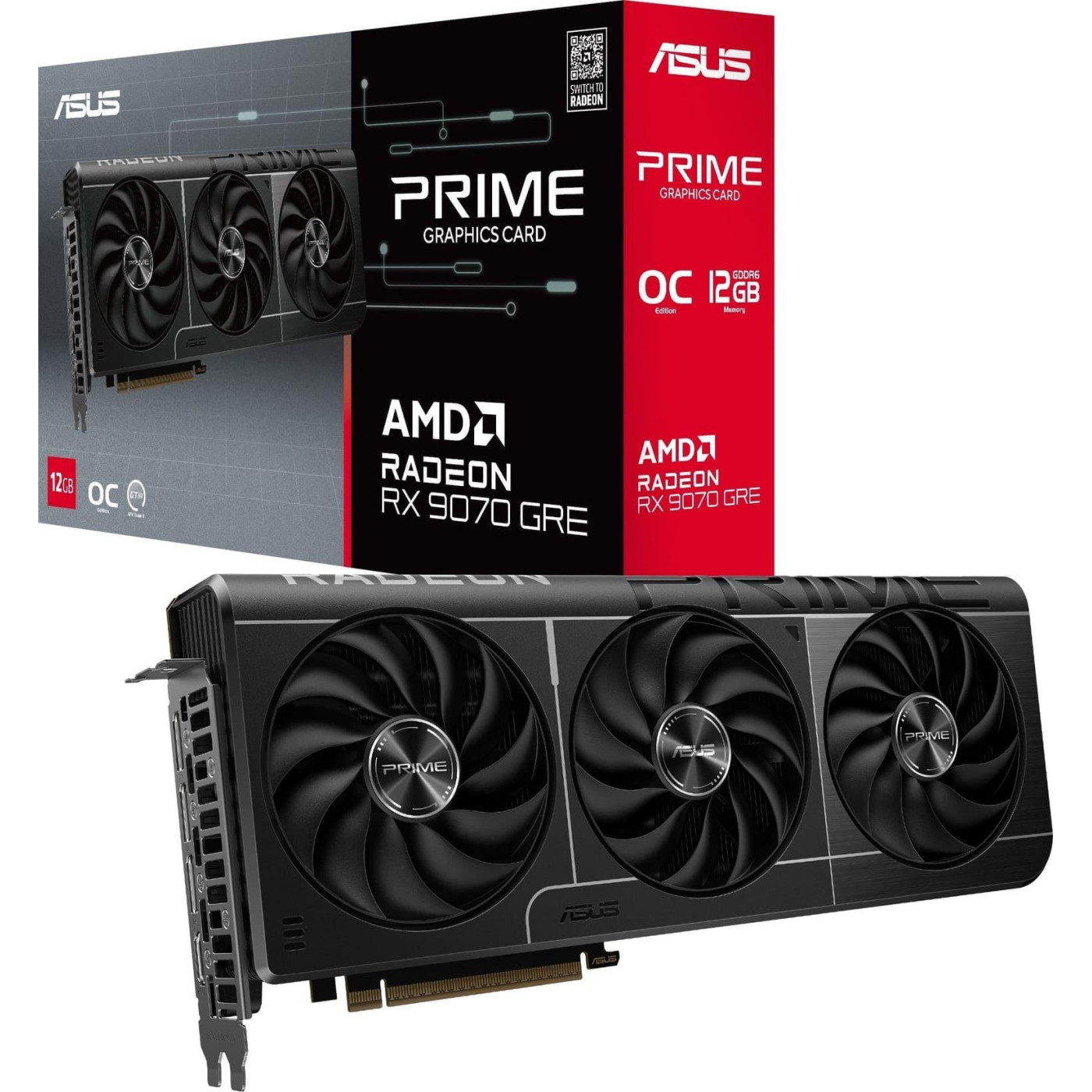 Відеокарта ASUS AMD Radeon RX 9070 12GB GRE PRIME OC (PRIME-RX9070GRE-O12G) (GDDR6, 192 bit, PCI-E v5.0 x16)