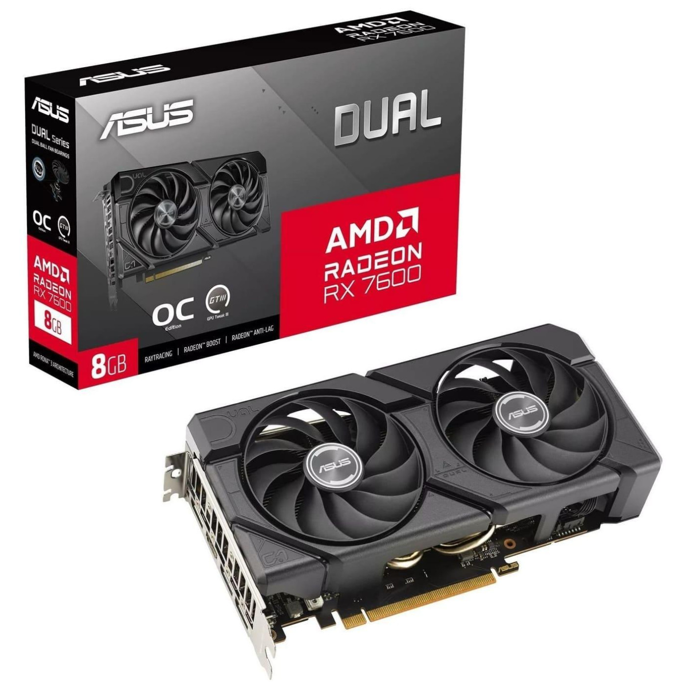 Відеокарта ASUS AMD Radeon RX 7600 8GB DUAL OC EVO (DUAL-RX7600-O8G-EVO) (GDDR6, 128 bit, PCI-E v4.0)