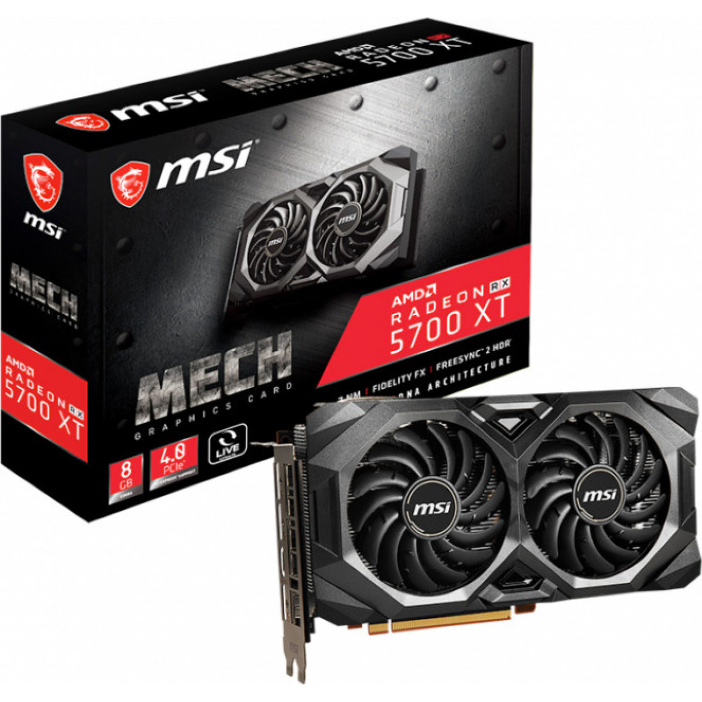 Видеокарта MSI AMD Radeon RX 5700 XT 8Gb Mech (Radeon RX 5700 XT MECH) (GDDR6, 256 bit, PCI-E v4.0 x16)