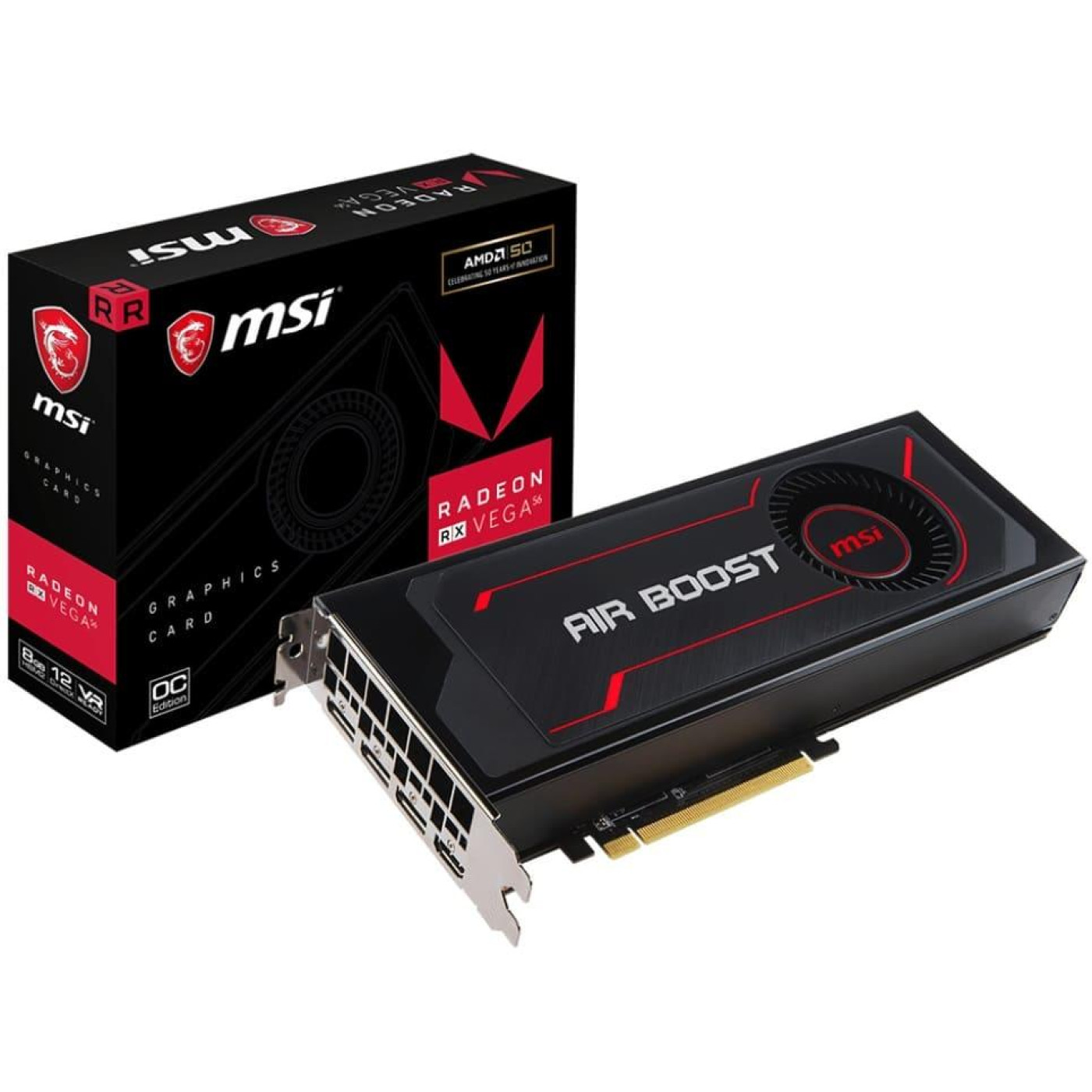Видеокарта MSI AMD Radeon RX Vega 56 8GB Air Boost OC (RX Vega 56 Air Boost 8G OC) (HBM2, 2048 bit, PCI-E 3.0 x16) Б/у