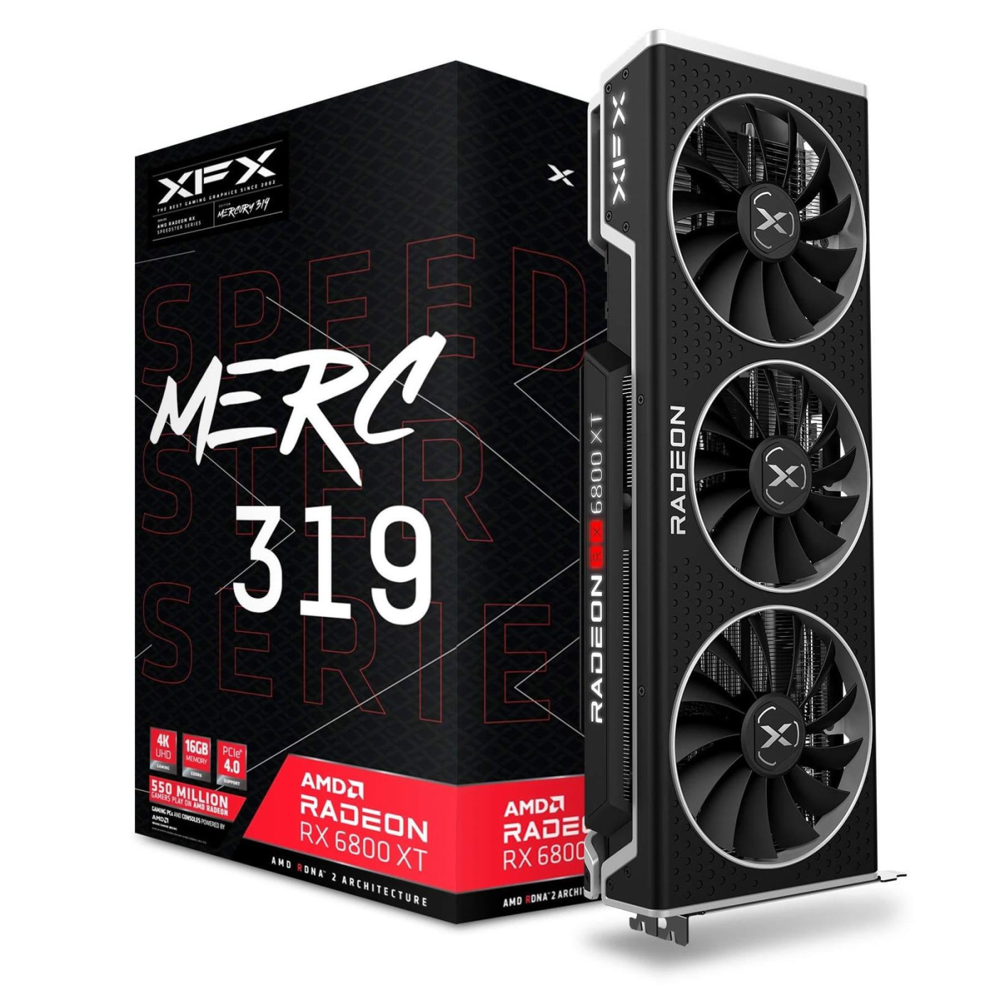 Відеокарта XFX AMD Radeon RX 6800 XT 16GB Speedster MERC 319 Black (RX-68XTAL v1.5) (GDDR6, 256 bit, PCI-E v4.0 x16) Б/в
