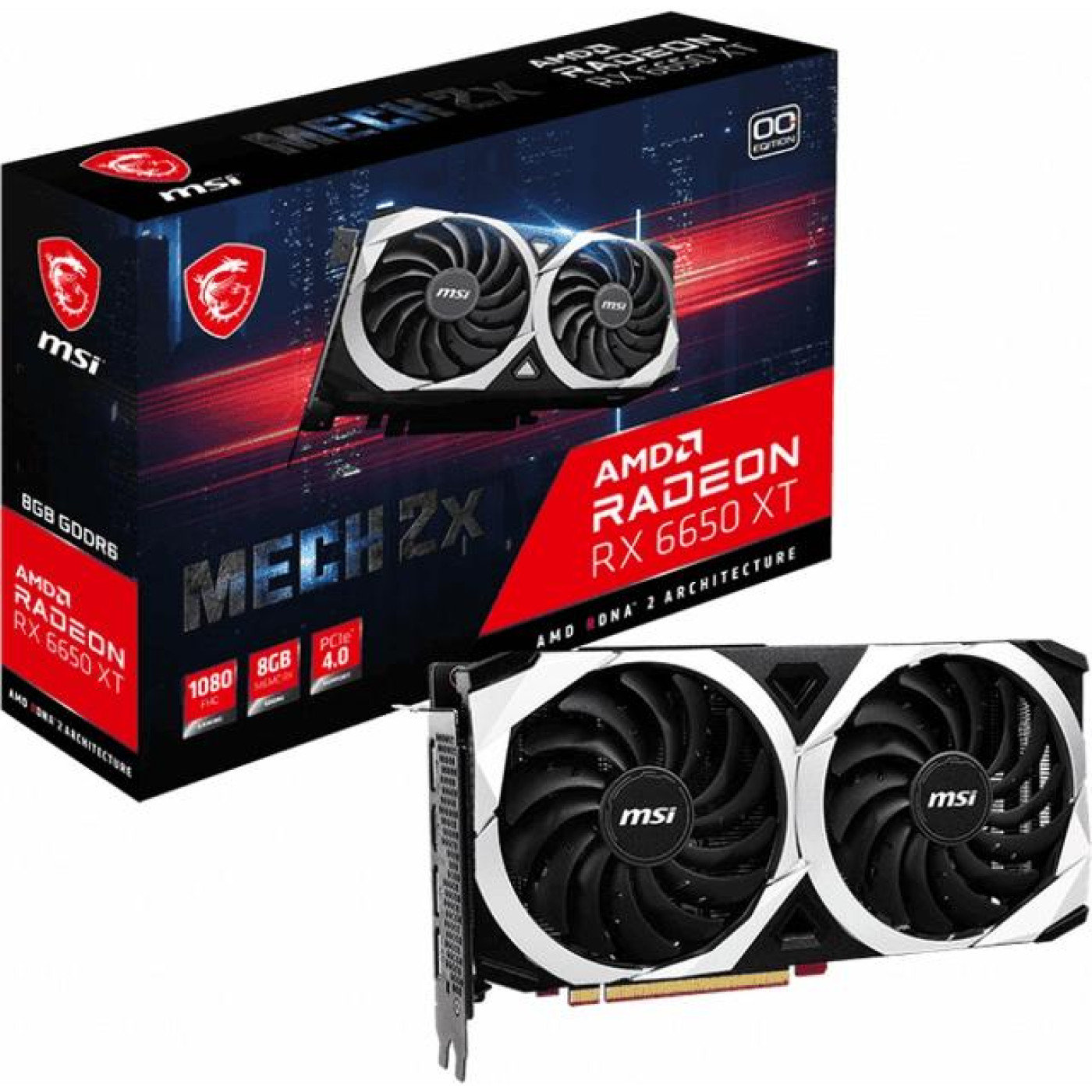 Видеокарта MSI AMD Radeon RX 6650 XT 8GB Mech 2X OC (RX 6650 XT Mech 2X 8G OC) (GDDR6, 128 bit, PCI-E 4.0 x8)