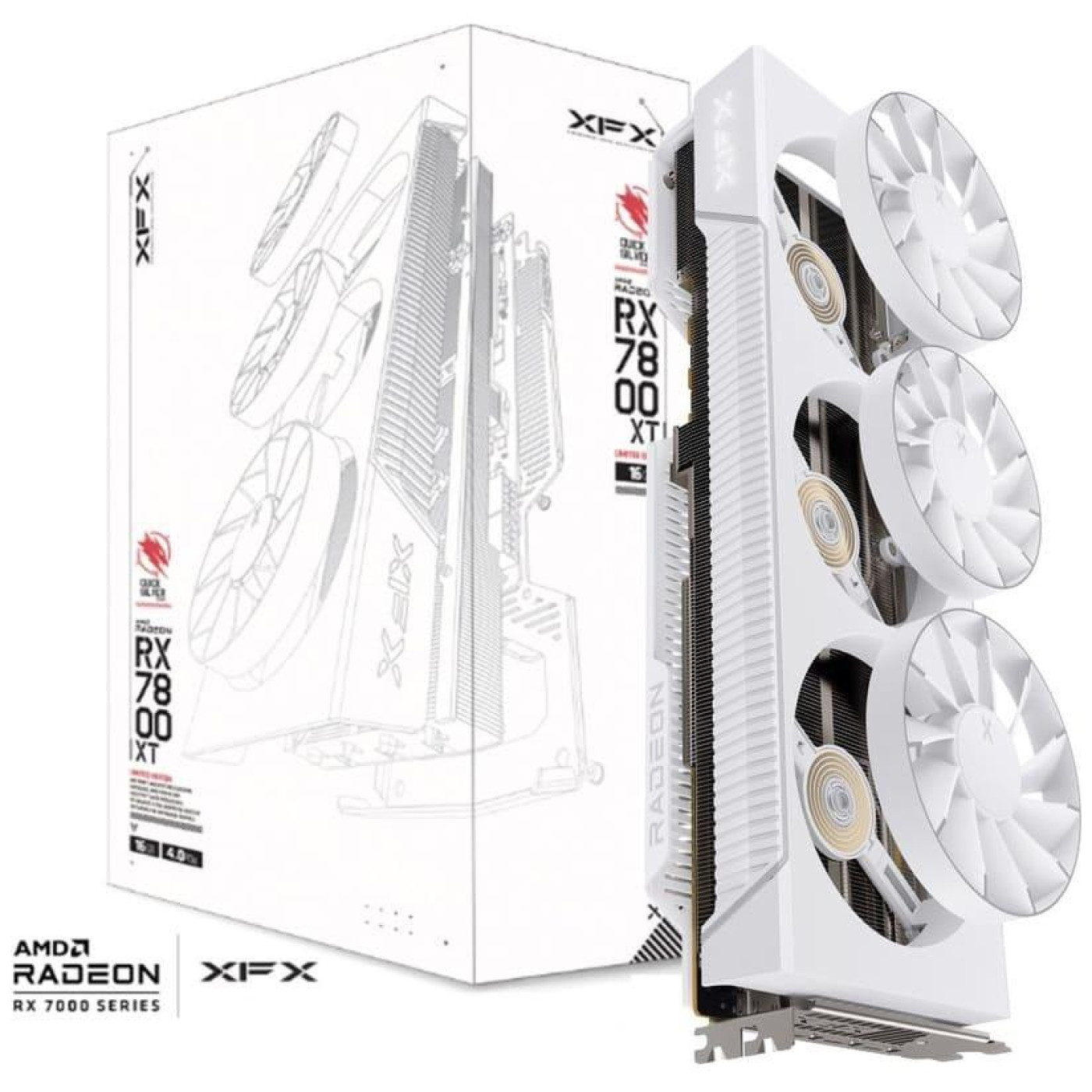 Відеокарта XFX AMD Radeon RX 7800 XT 16GB Quicksilver Magnetic Air Gaming Arctic White (RX-78TMAIRW9) (GDDR6, 256 bit, PCI-E v4.0 x16)