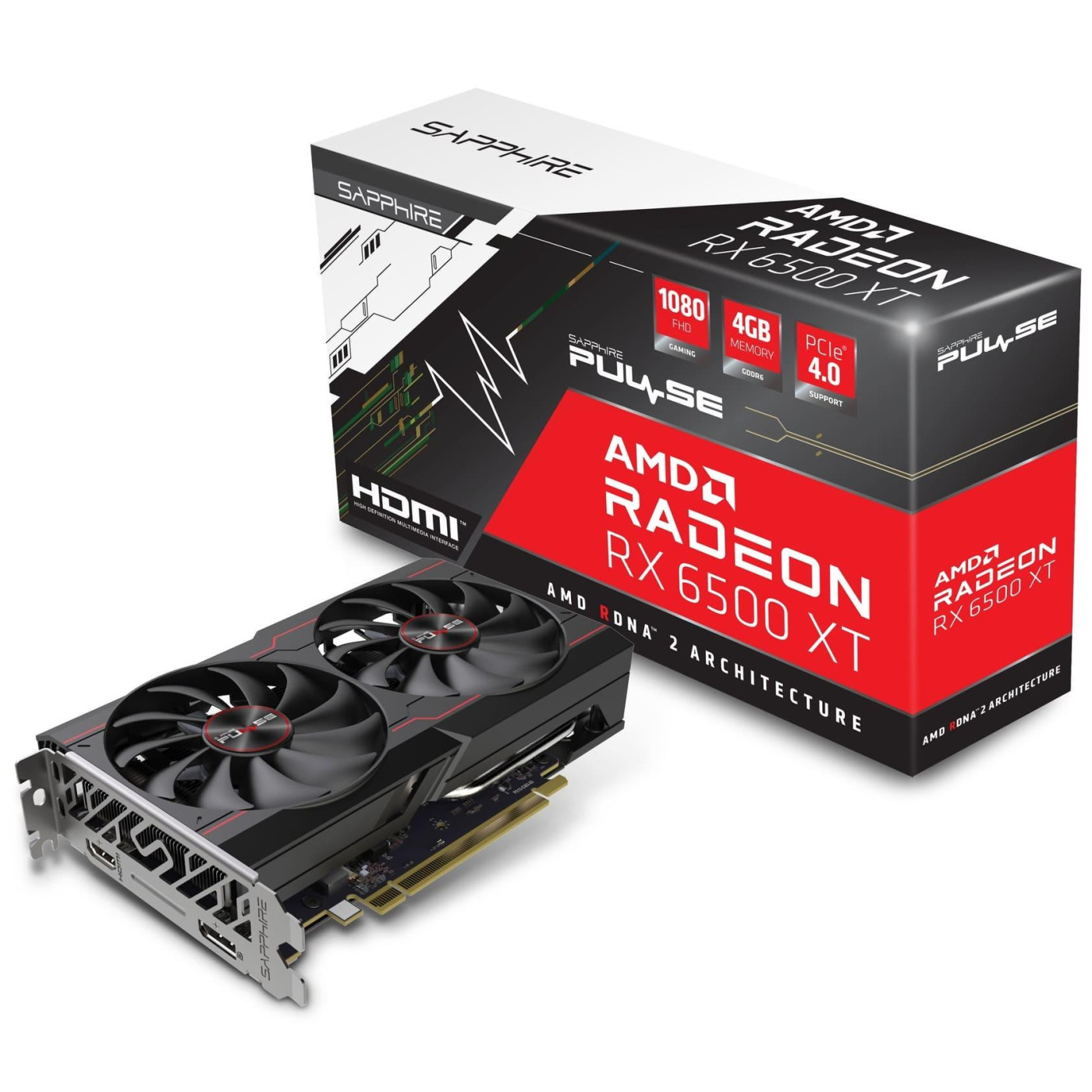 Відеокарта Sapphire AMD Radeon RX 6500 XT 4GB Pulse (11314-90-90G/11314-01-20G) (GDDR6, 64 bit, PCI-E v4.0 x4) FR