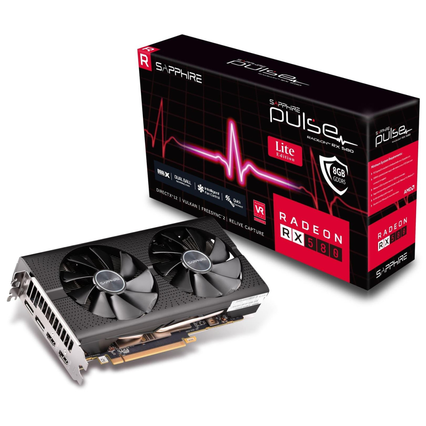 Відеокарта Sapphire AMD Radeon RX 580 8G Pulse OC (11265-97-90G) (GDDR5, 256 bit, PCI-E 3.0 x16) FR