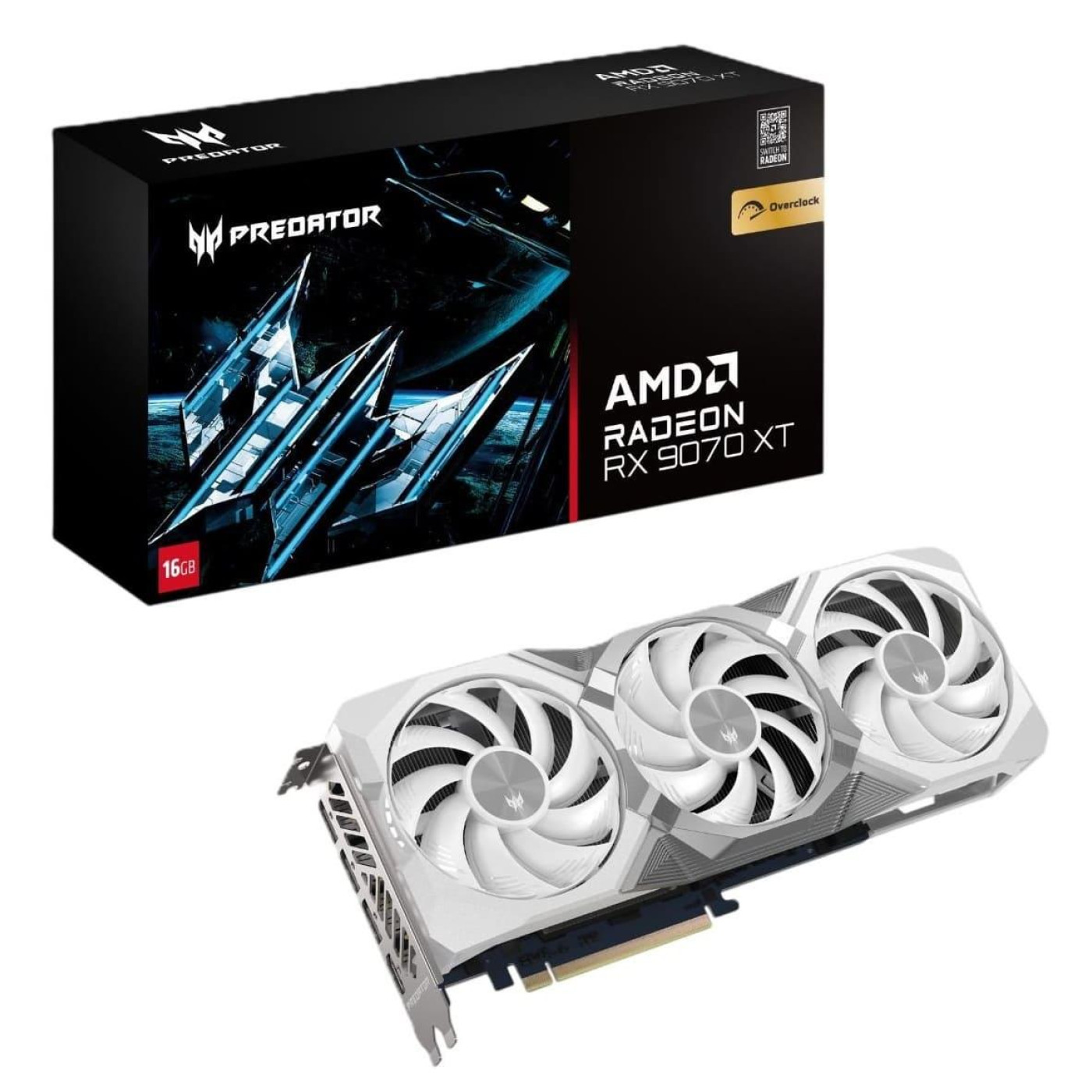 Видеокарта Acer AMD Radeon RX 9070 XT 16GB PREDATOR BIFROST OC WHITE (DP.Z4FWW.P02) (GDDR6, 256 bit, PCI-E v5.0 x16)