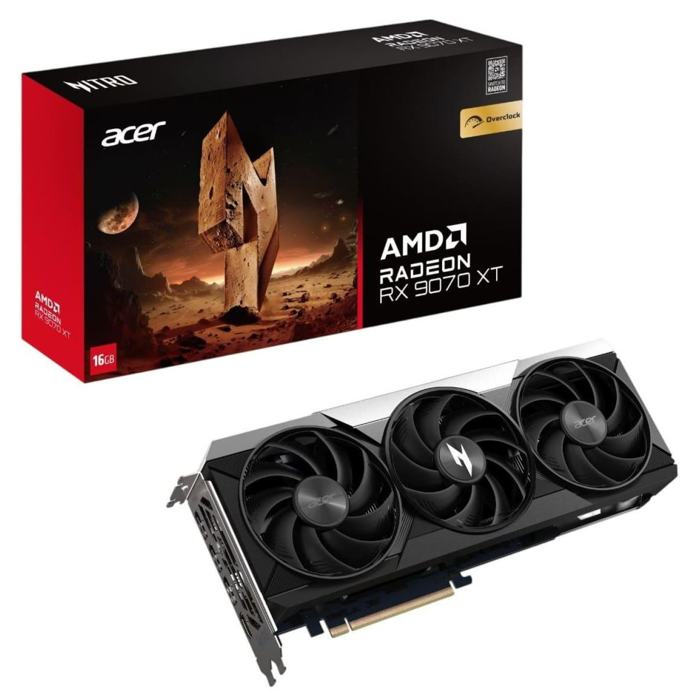 Відеокарта Acer AMD Radeon RX 9070 XT 16GB NITRO OC (DP.Z4DWW.P01) (GDDR6, 256 bit, PCI-E v5.0 x16)
