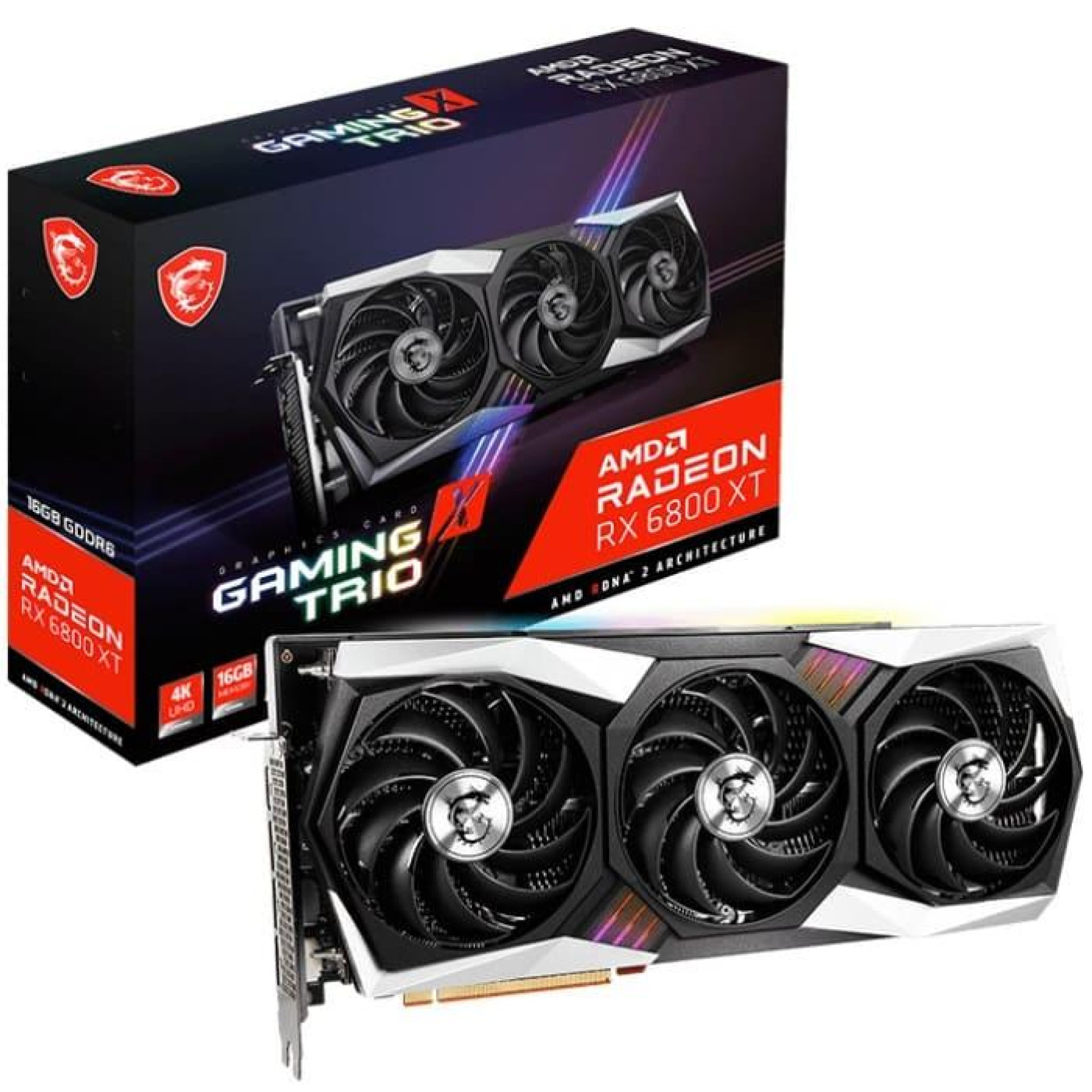 Відеокарта MSI AMD Radeon RX 6800 XT 16GB Gaming X Trio (Radeon RX 6800 XT GAMING X TRIO 16G) (GDDR6, 256 bit, PCI-E v4.0 x16) Б/в