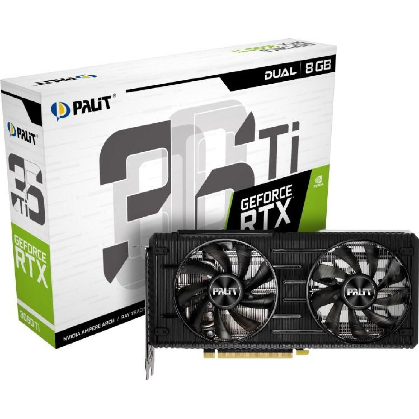 Відеокарта Palit RTX 3060Ti 8Gb Dual LHR (NE6306T019P2-190AD/LHR) (GDDR6, 256 bit, PCI-E v4.0 x16) Б/в