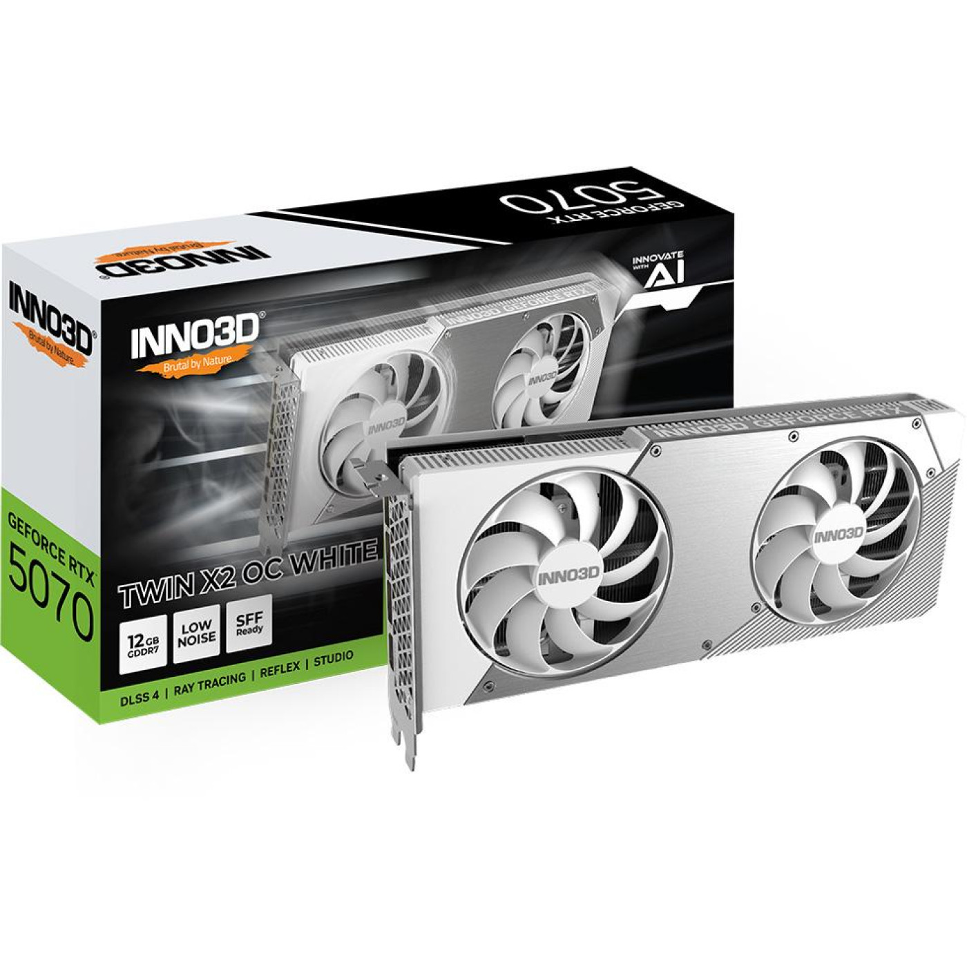 Відеокарта Inno3D RTX 5070 12GB TWIN X2 OC WHITE (N50702-12D7X-195064W) (GDDR7, 192 bit, )