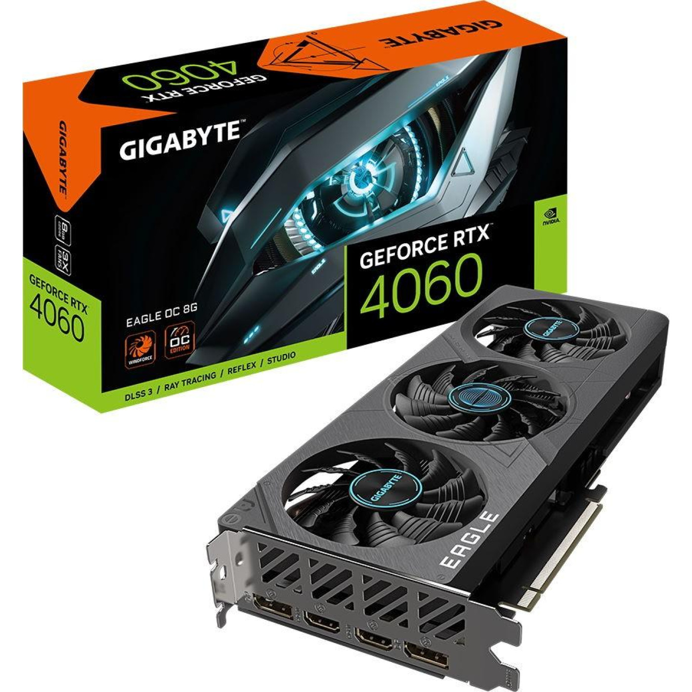 Відеокарта Gigabyte RTX 4060 8GB EAGLE OC (GV-N4060EAGLE OC-8GD) (GDDR6, 128 bit, PCI-E v4.0) Б/в