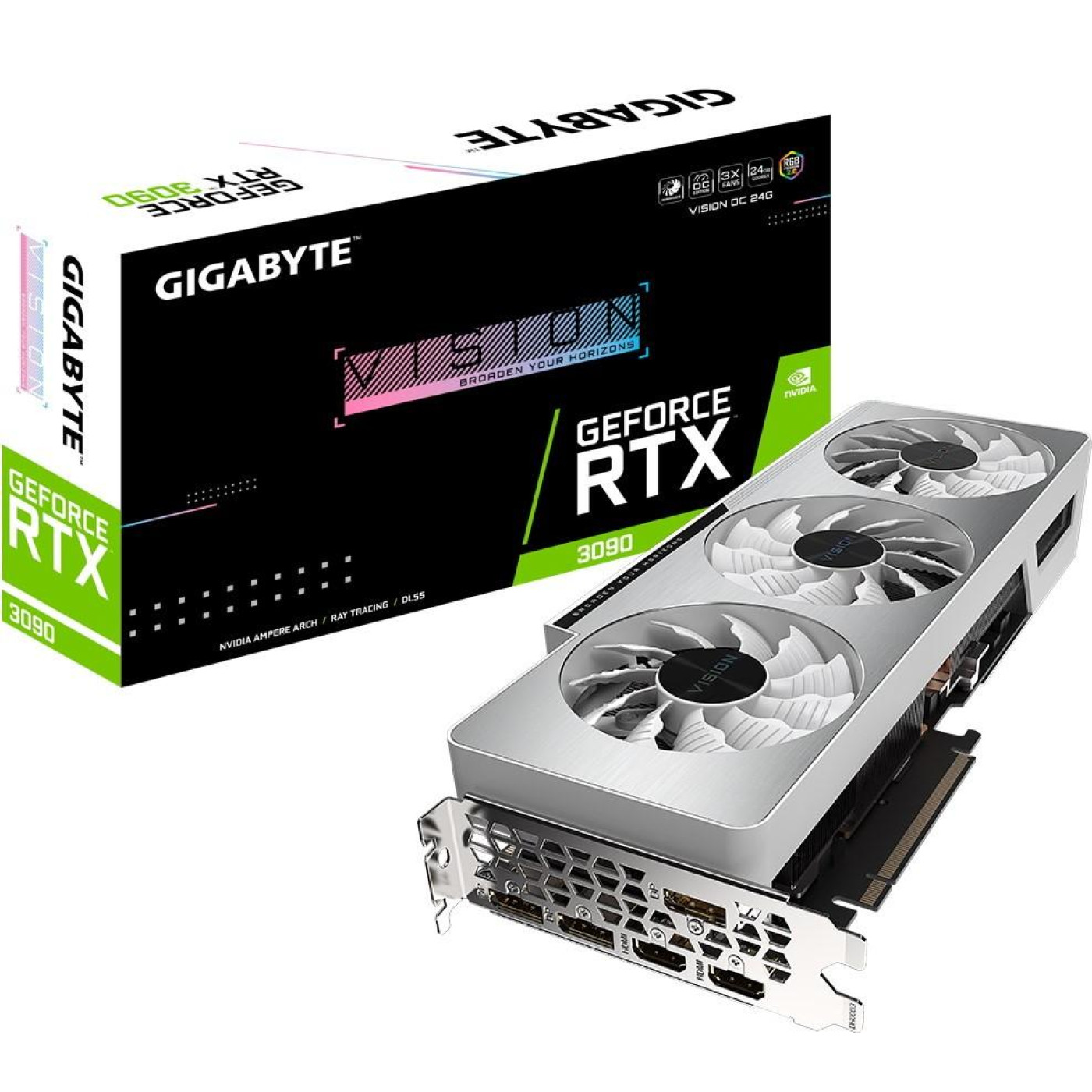 Видеокарта Gigabyte RTX 3090 24Gb Vision OC (GV-N3090VISION OC-24GD) (GDDR6X, 384 bit, PCI-E v4.0 x16) Б/у