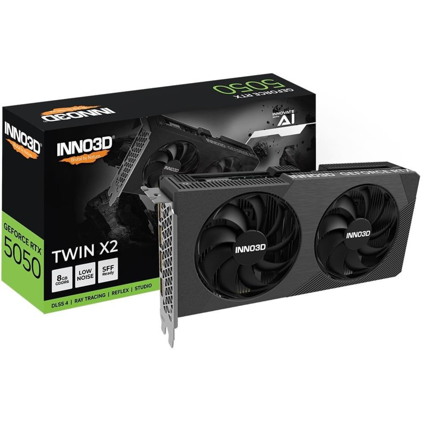 Відеокарта Inno3D RTX 5050 8GB TWIN X2 (N50502-08D6-174071N) (GDDR6, 128 bit, PCI-E v5.0 x16)