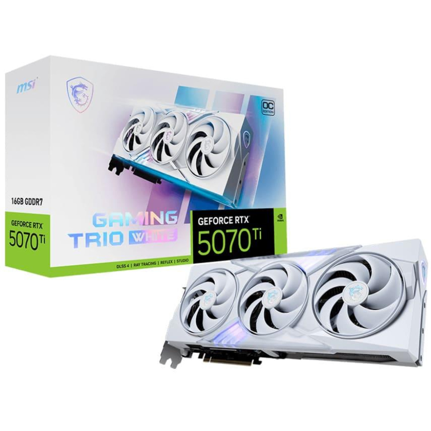 Видеокарта MSI RTX 5070 Ti 16G GAMING TRIO OC WHITE (RTX 5070 Ti 16G GAMING TRIO OC WHITE) (GDDR7, 256 bit, PCI-E v5.0 x16)