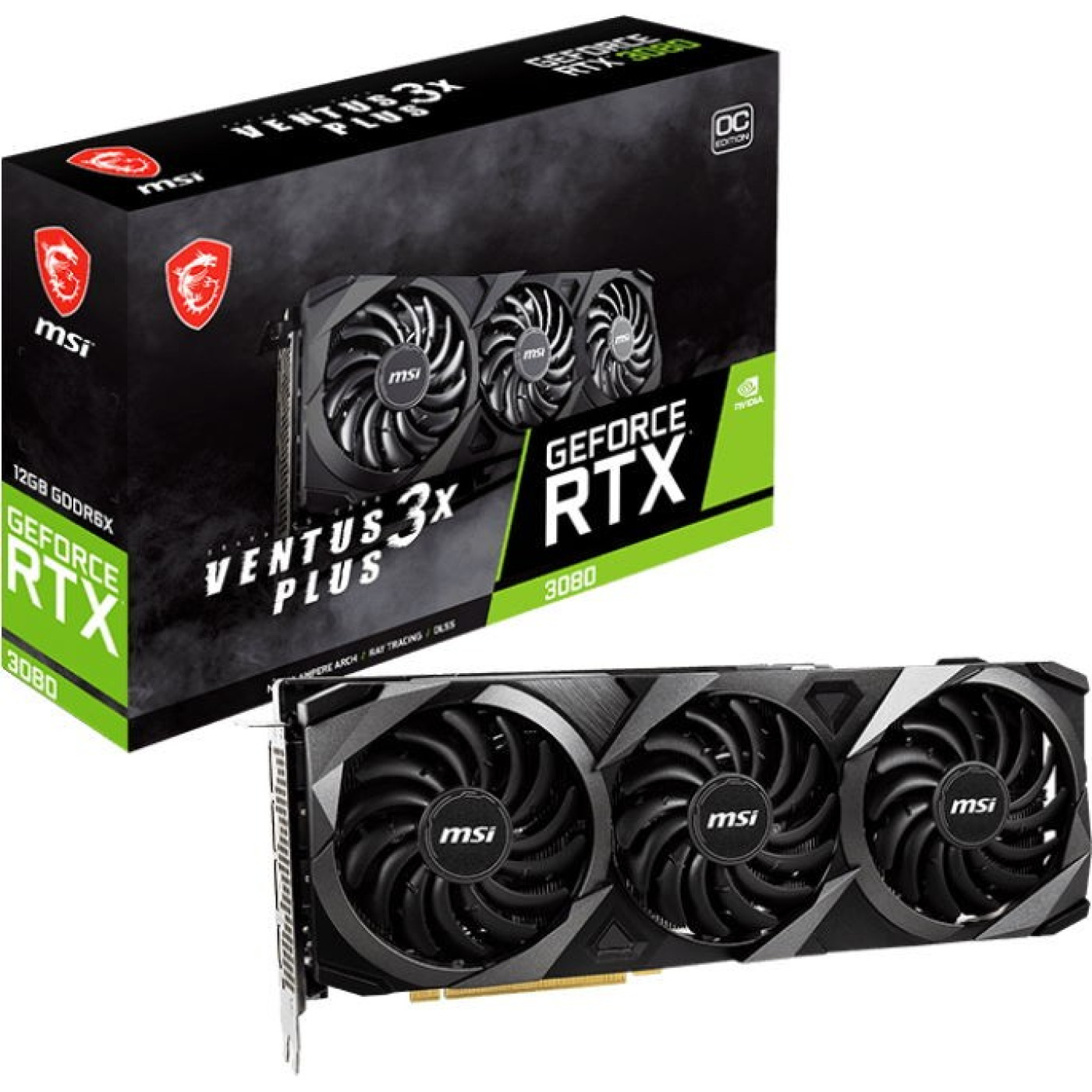 Відеокарта MSI RTX 3080 12Gb Ventus 3X Plus OC (RTX 3080 VENTUS 3X PLUS 12G OC LHR) (GDDR6X, 384 bit, PCI-E v4.0 x16) Б/в