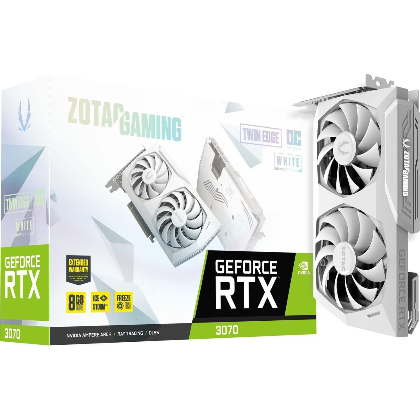 Видеокарта Zotac RTX 3070 Twin Edge OC White Edition (ZT-A30700J-10P) (GDDR6, 256 bit, PCI-E v4.0 x16) Б/у