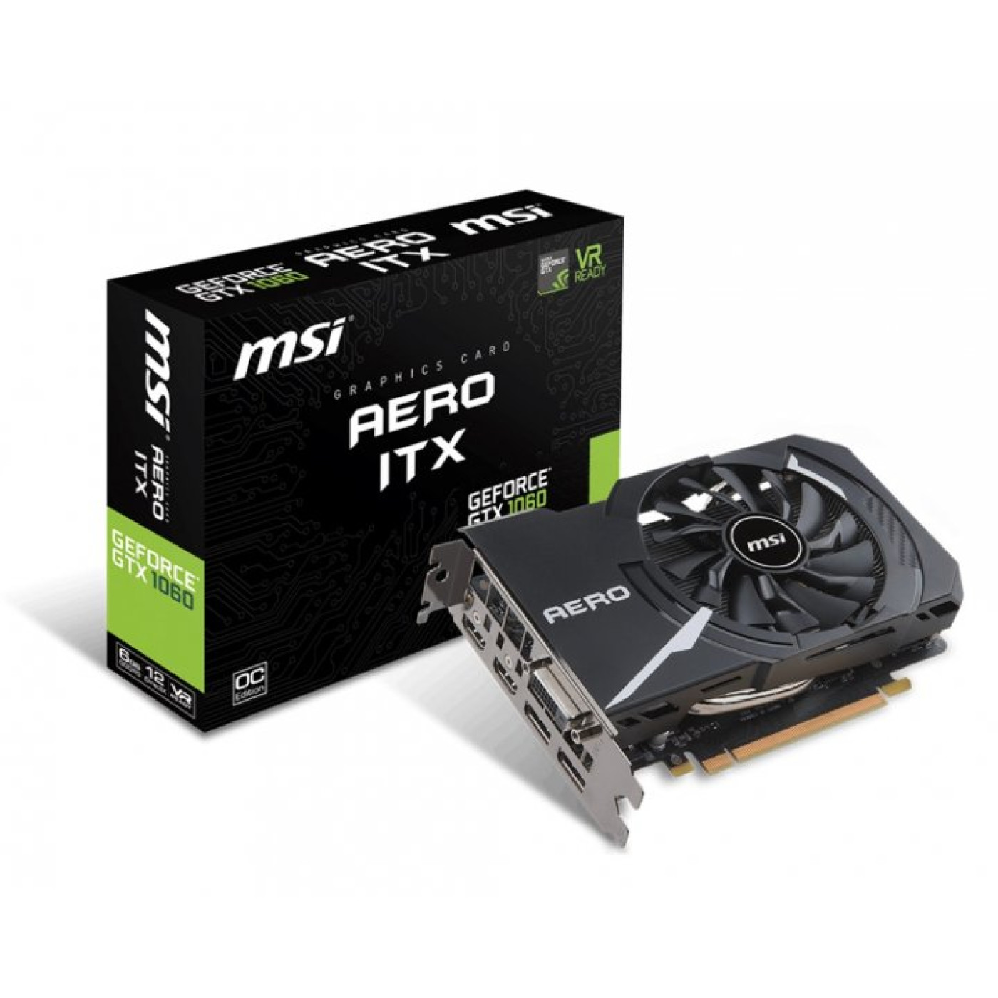 Відеокарта MSI GTX 1060 6Gb Aero ITX OC (GeForce GTX 1060 AERO ITX 6G OC) (GDDR5, 192 bit, PCI-E 3.0 x16) Б/в