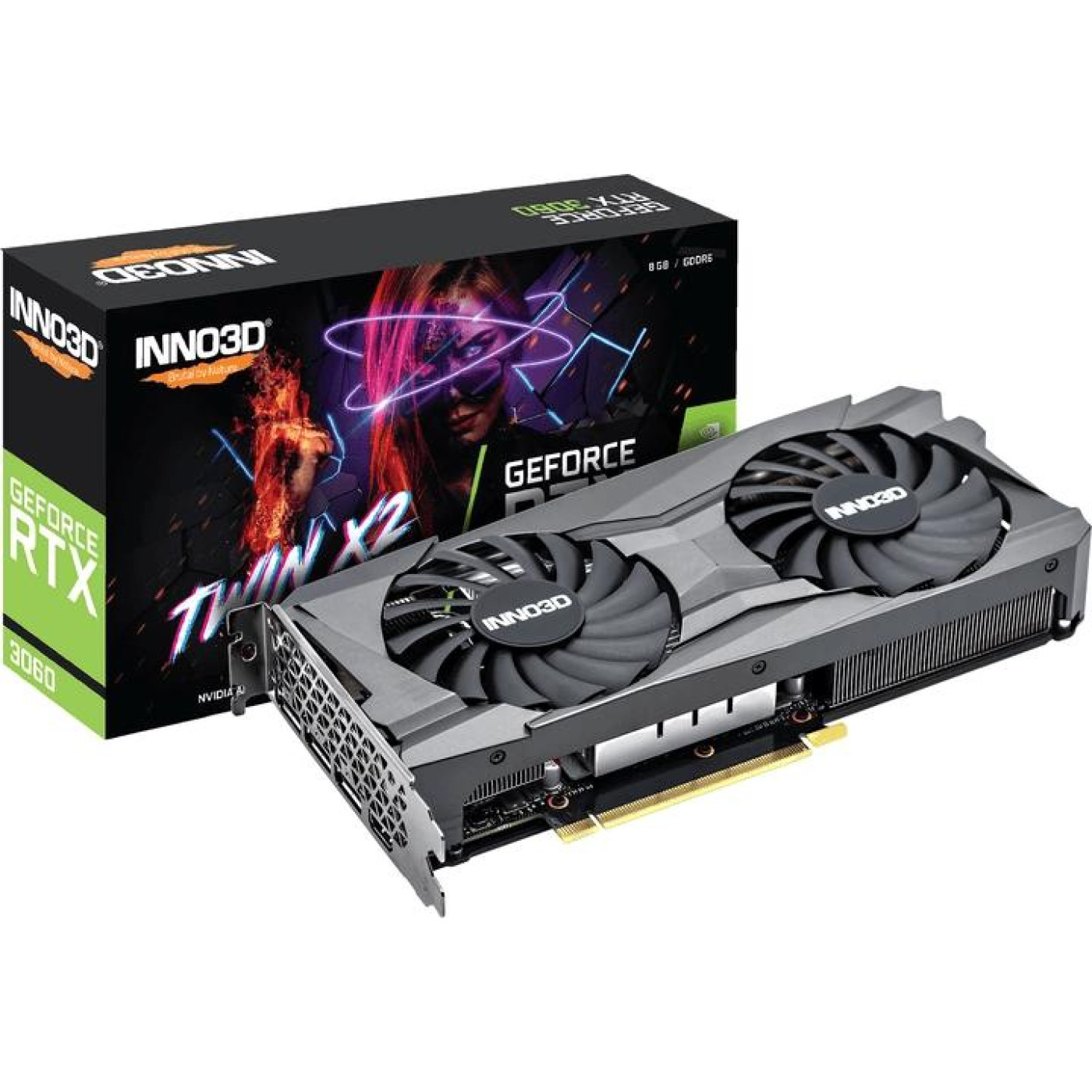 Видеокарта Inno3D RTX 3060 8GB TWIN X2 (N30602-08D6-11902130) (GDDR6, 128 bit, PCI-E v4.0 x16)